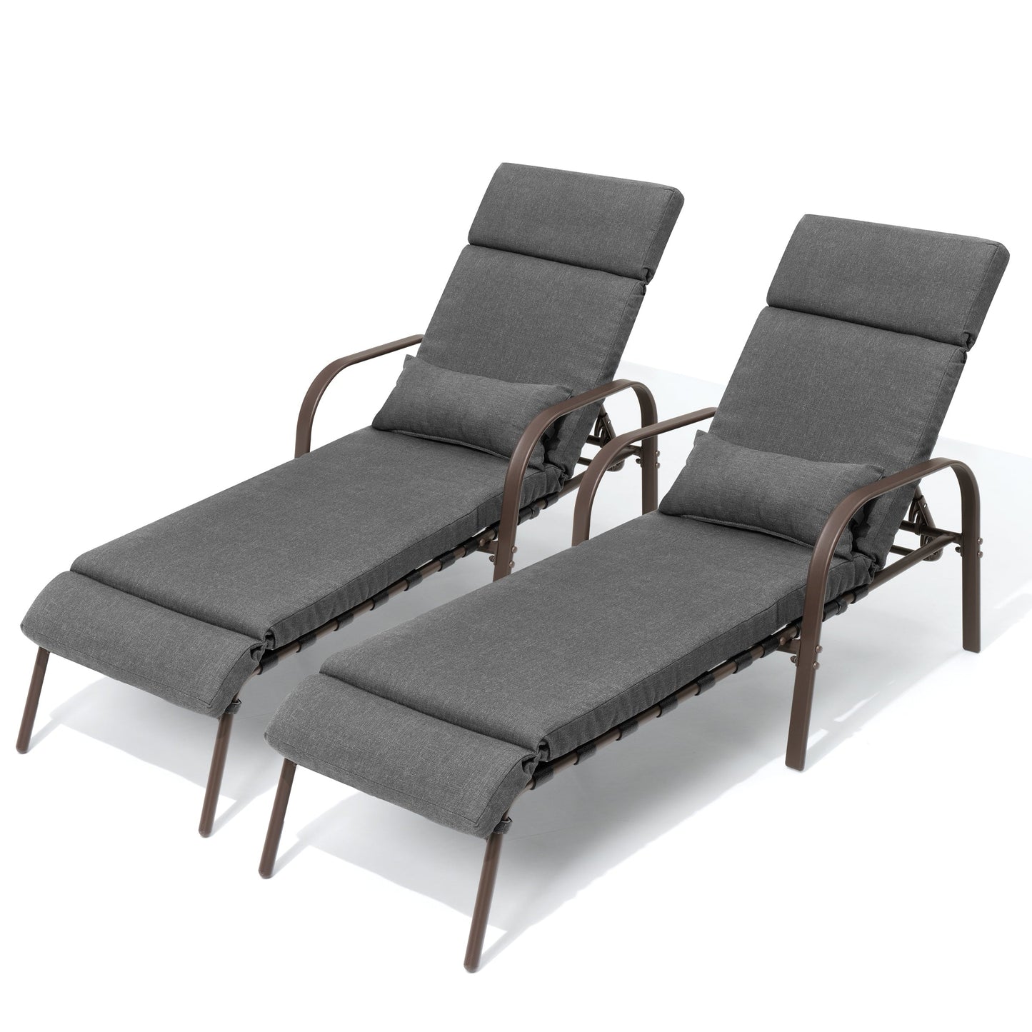 Chaise longue d'extérieur réglable avec coussin pour patio, plage, piscine