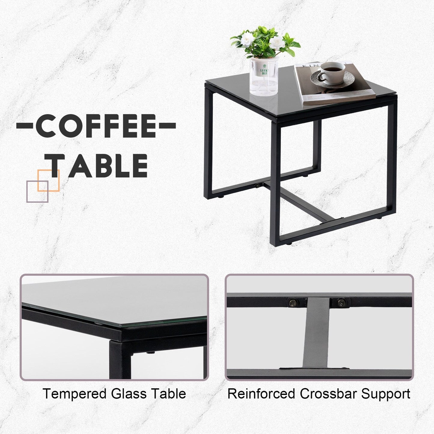 Ensemble de bistrot de jardin 3 pièces avec table en verre et salon de jardin en rotin pour véranda, jardin et balcon