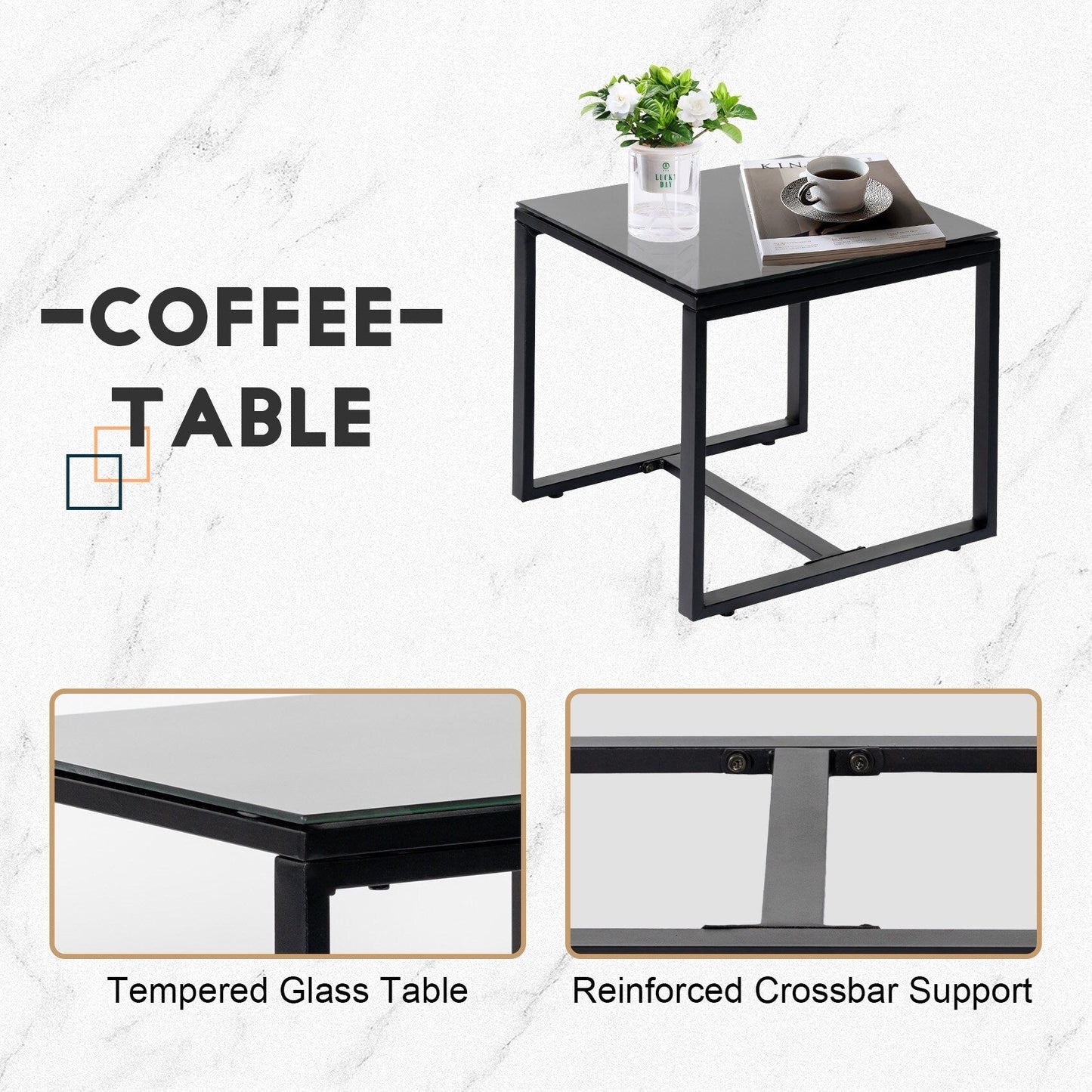Ensemble de bistrot de jardin 3 pièces avec table en verre et salon de jardin en rotin pour véranda, jardin et balcon
