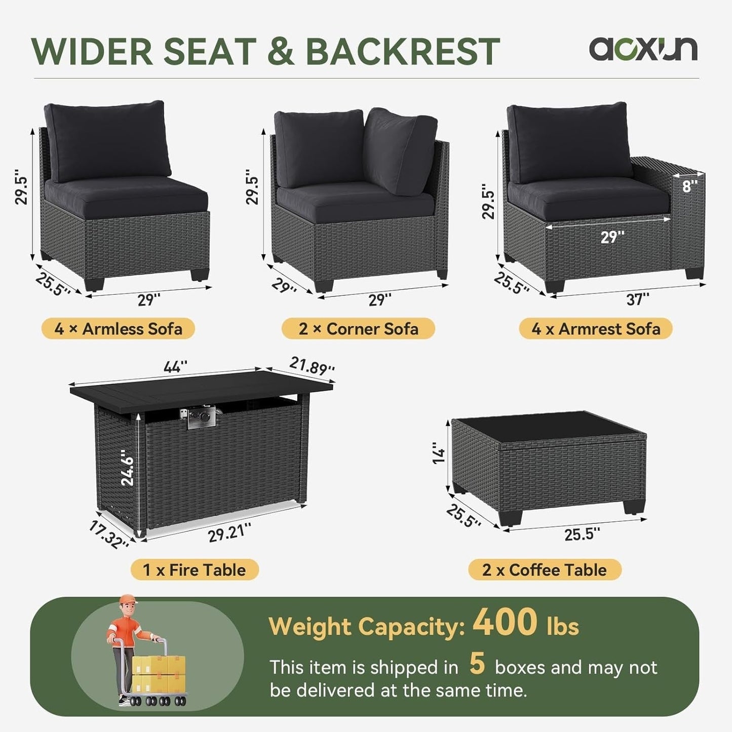 Ensemble de meubles de jardin avec coussins de 10 cm d'épaisseur