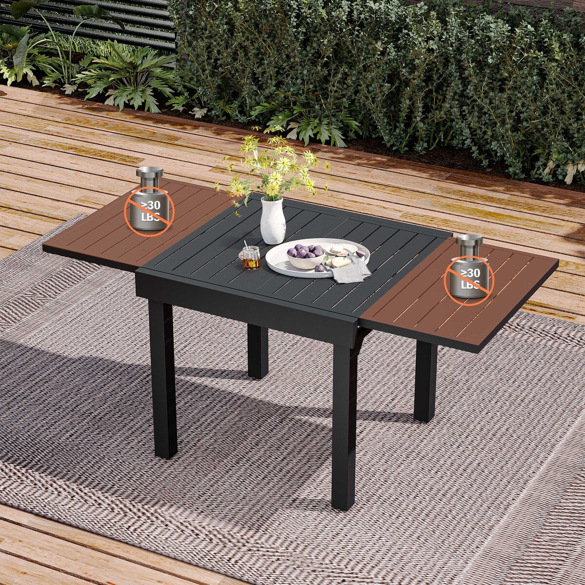 Ensemble de salle à manger de patio 3/5/7 pièces, table extensible en aluminium, chaise pliante rembourrée réglable