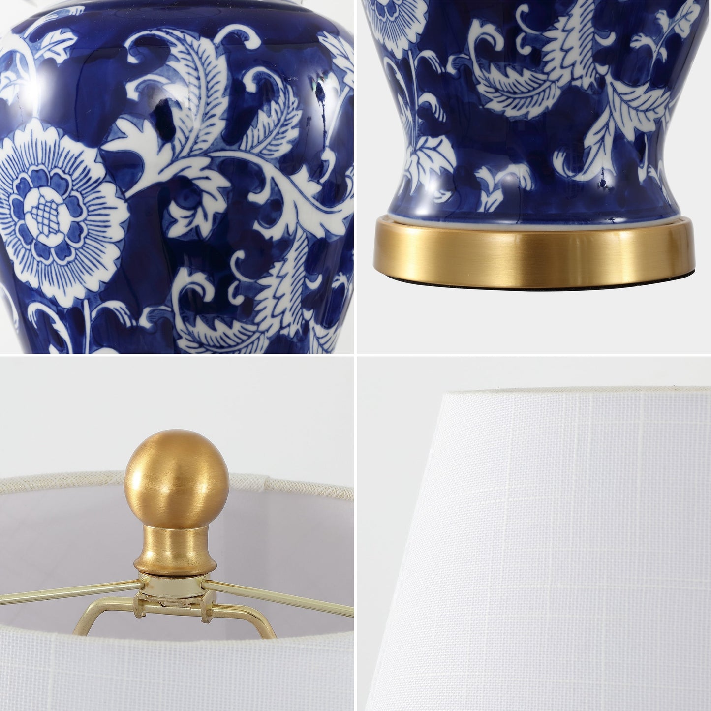Lampe de table LED Penelope 22 Chinoiserie, bleu/blanc par JONATHAN Y
