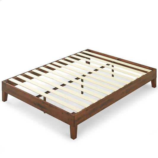 Lit plateforme de luxe en bois massif expresso antique Priage par Zinus