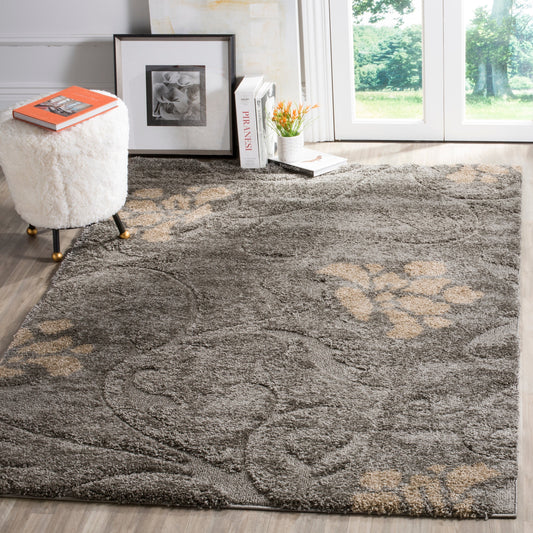 Tapis SAFAVIEH Florida Shag Ariette à motif floral et volutes, d'une épaisseur de 3 cm (1,2 pouce).