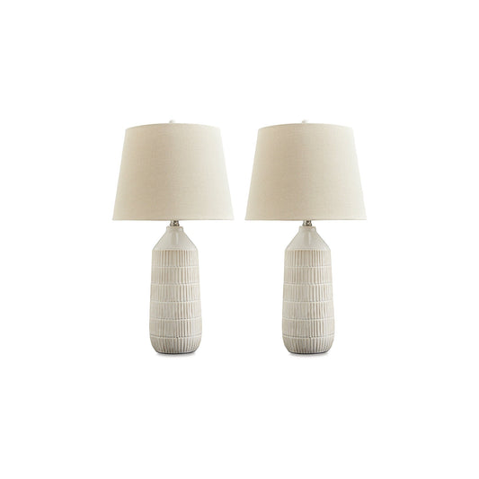 Lampe de table Signature Design by Ashley Willport blanc cassé (lot de 2) - 14 l x 14 p x 27 h