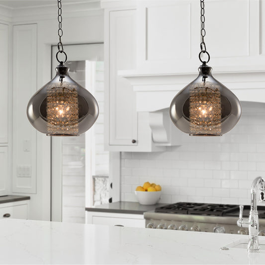 Pendentif en verre et cristal à facettes en forme d'orchidée argentée, à brancher ou à accrocher