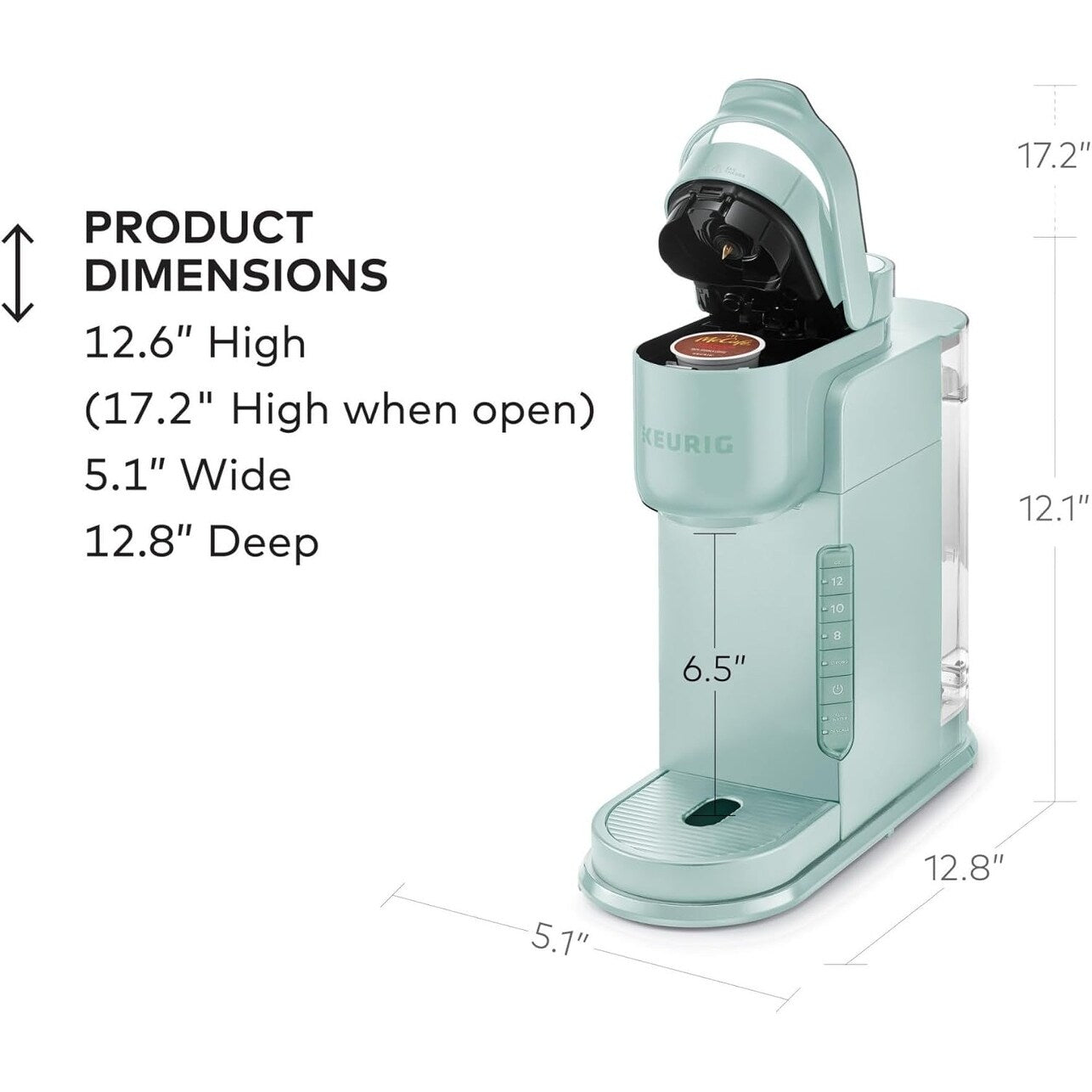 Cafetière K-Cup à dose unique, 3 tailles d'infusion, infusion forte, réservoir de 1,27 kg, menthe