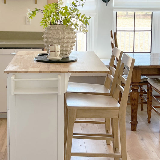 Desserte de cuisine Sophia & William avec abattant et plateau en bois d'hévéa, chariot de cuisine roulant avec grand meuble de rangement