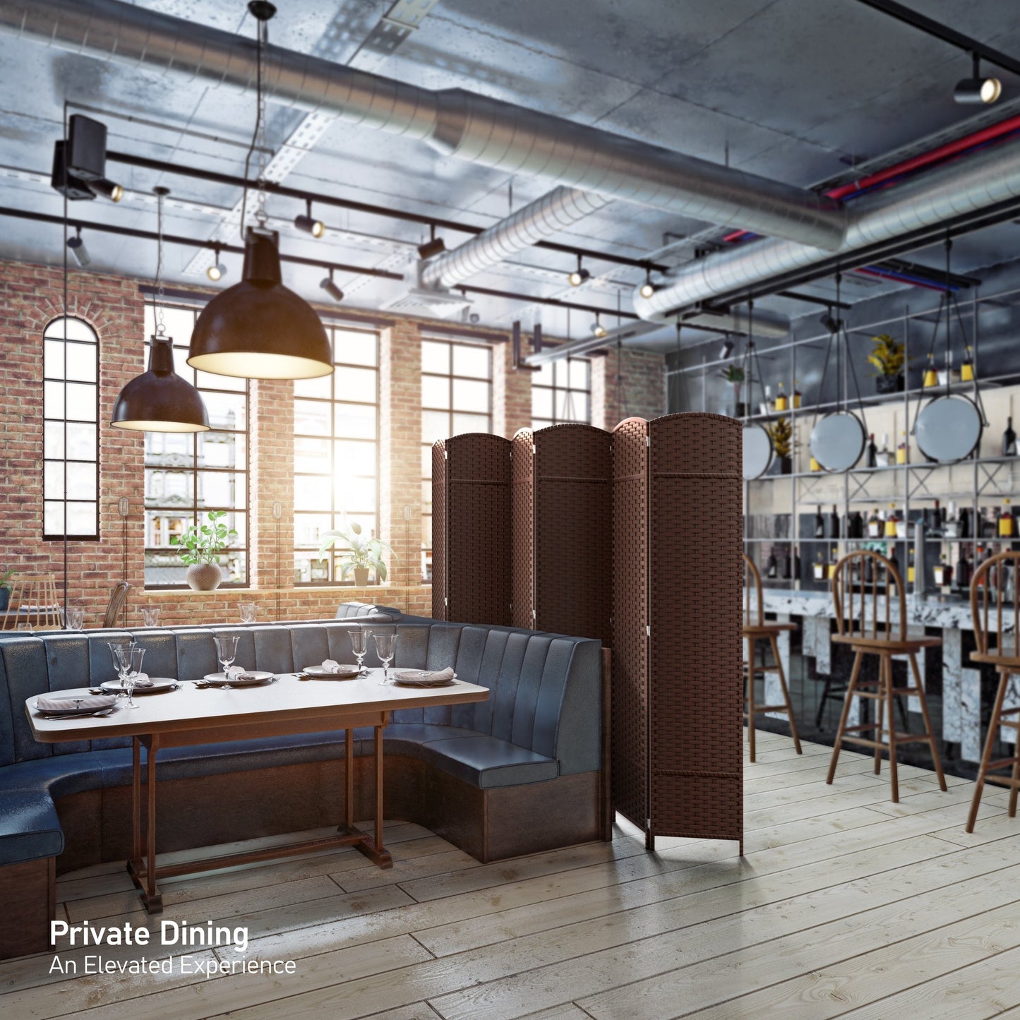 Séparateur de pièce Sorbus à 6 panneaux, cloison de séparation extra large et pliable, tissée à la main, à double charnière, en maille - 1,8 m