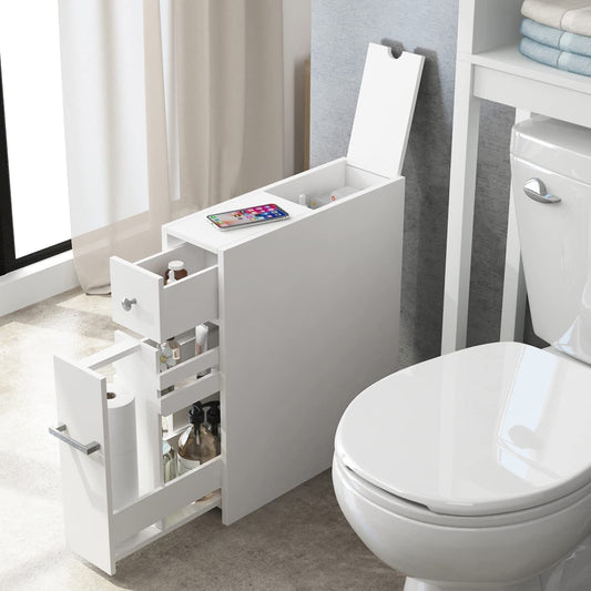 Meuble de rangement de salle de bain Spirich Home Slim, porte-papier toilette autoportant, tiroir coulissant pour meuble de salle de bain