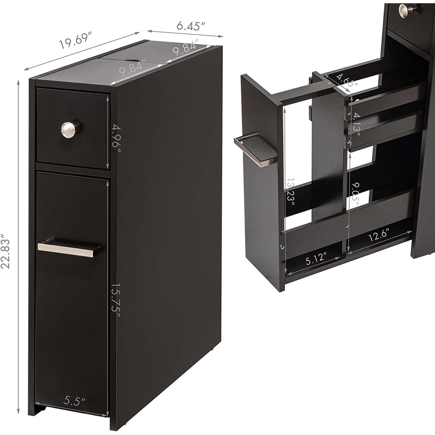 Meuble de rangement de salle de bain Spirich Home Slim, porte-papier toilette autoportant, tiroir coulissant pour meuble de salle de bain