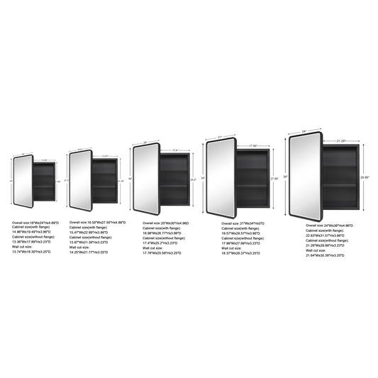 Armoires à pharmacie encastrées en métal avec miroir, style ferme, TEHOME