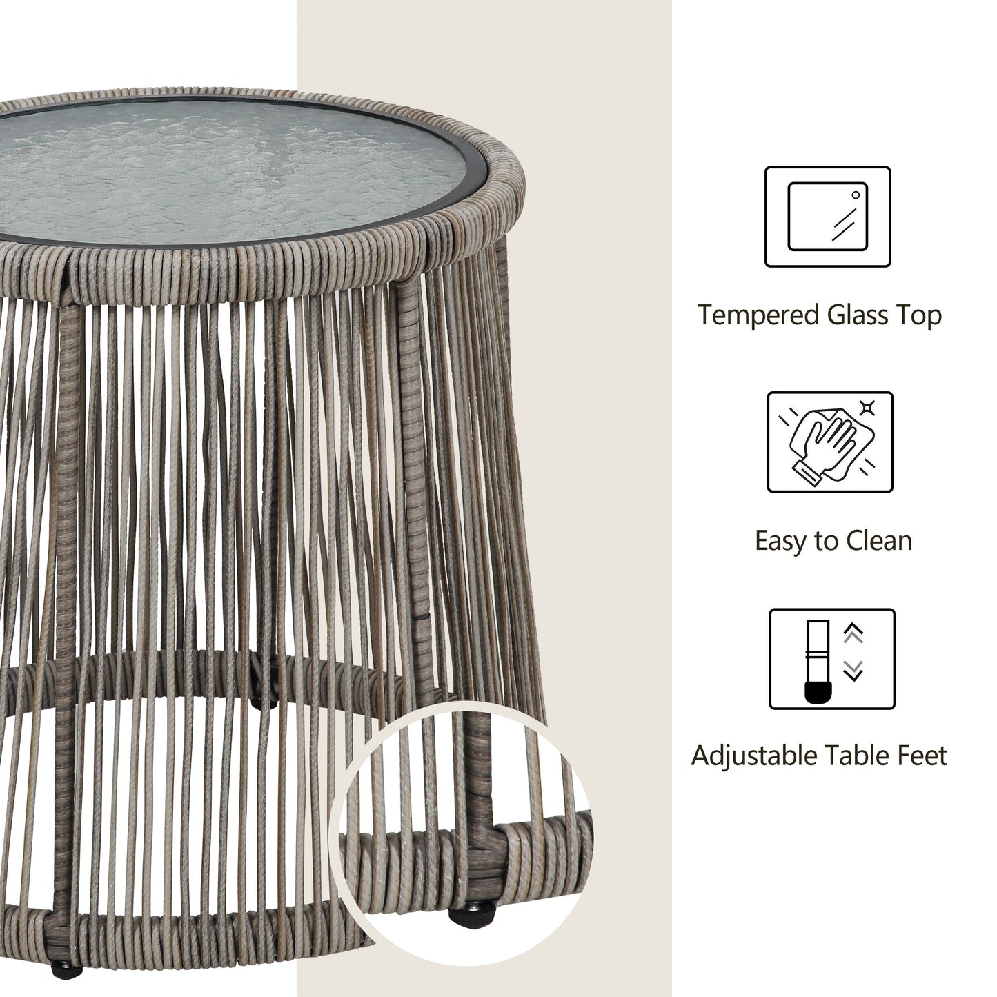 Ensemble de bistrot d'extérieur 3 pièces en osier, mobilier de jardin en rotin résistant aux intempéries, chaises de jardin avec coussins