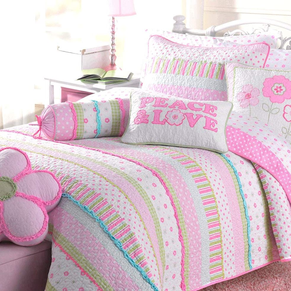 Parure de lit courtepointe en coton rose pastel Taylor & Olive Sunfish