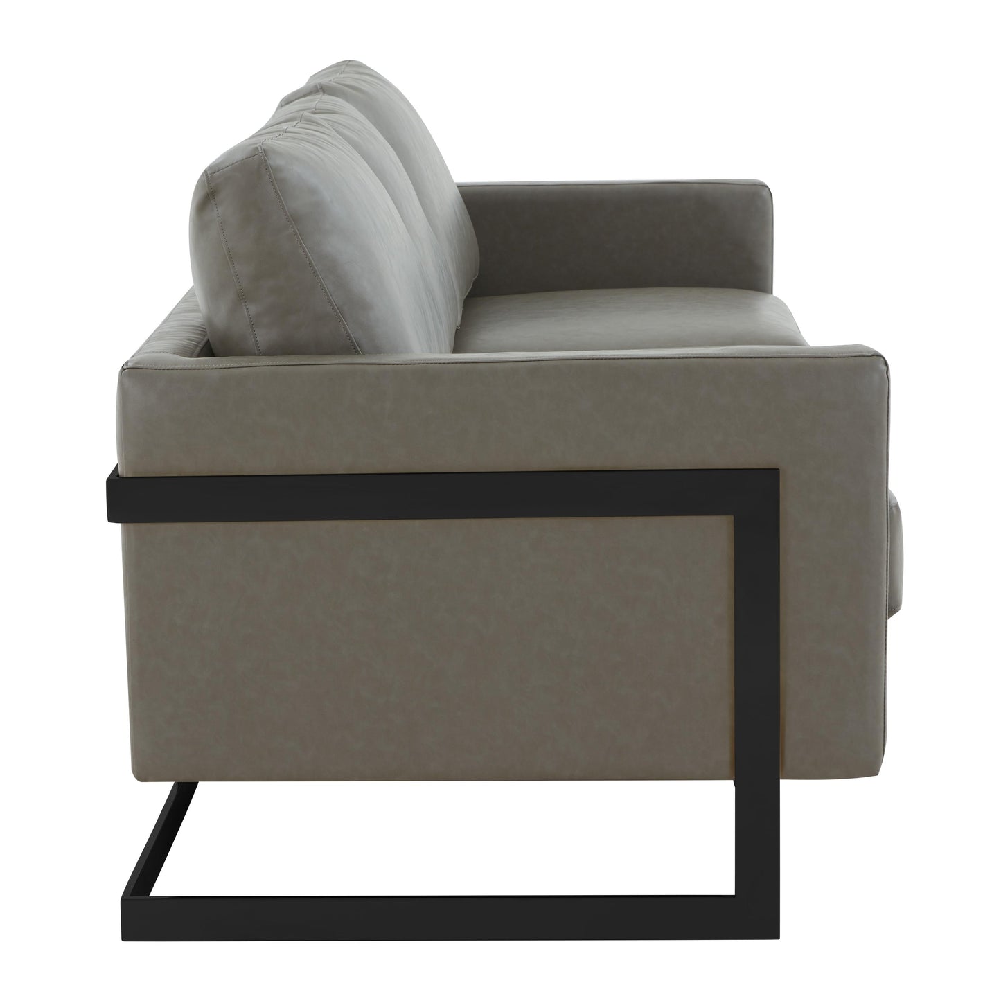Canapé 3 places minimaliste en cuir rembourré avec coussins amovibles en acier inoxydable pour salon et chambre à coucher