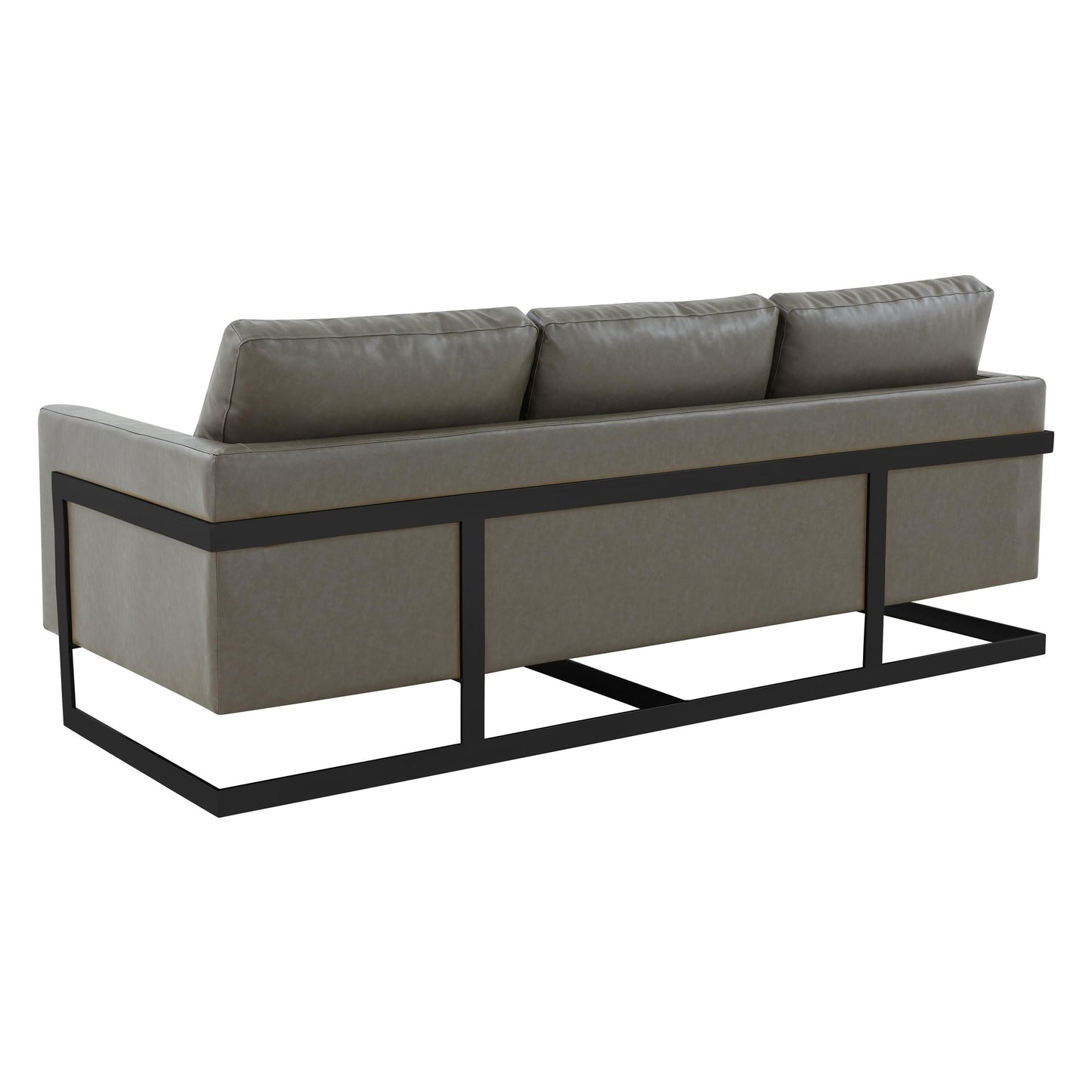 Canapé 3 places minimaliste en cuir rembourré avec coussins amovibles en acier inoxydable pour salon et chambre à coucher