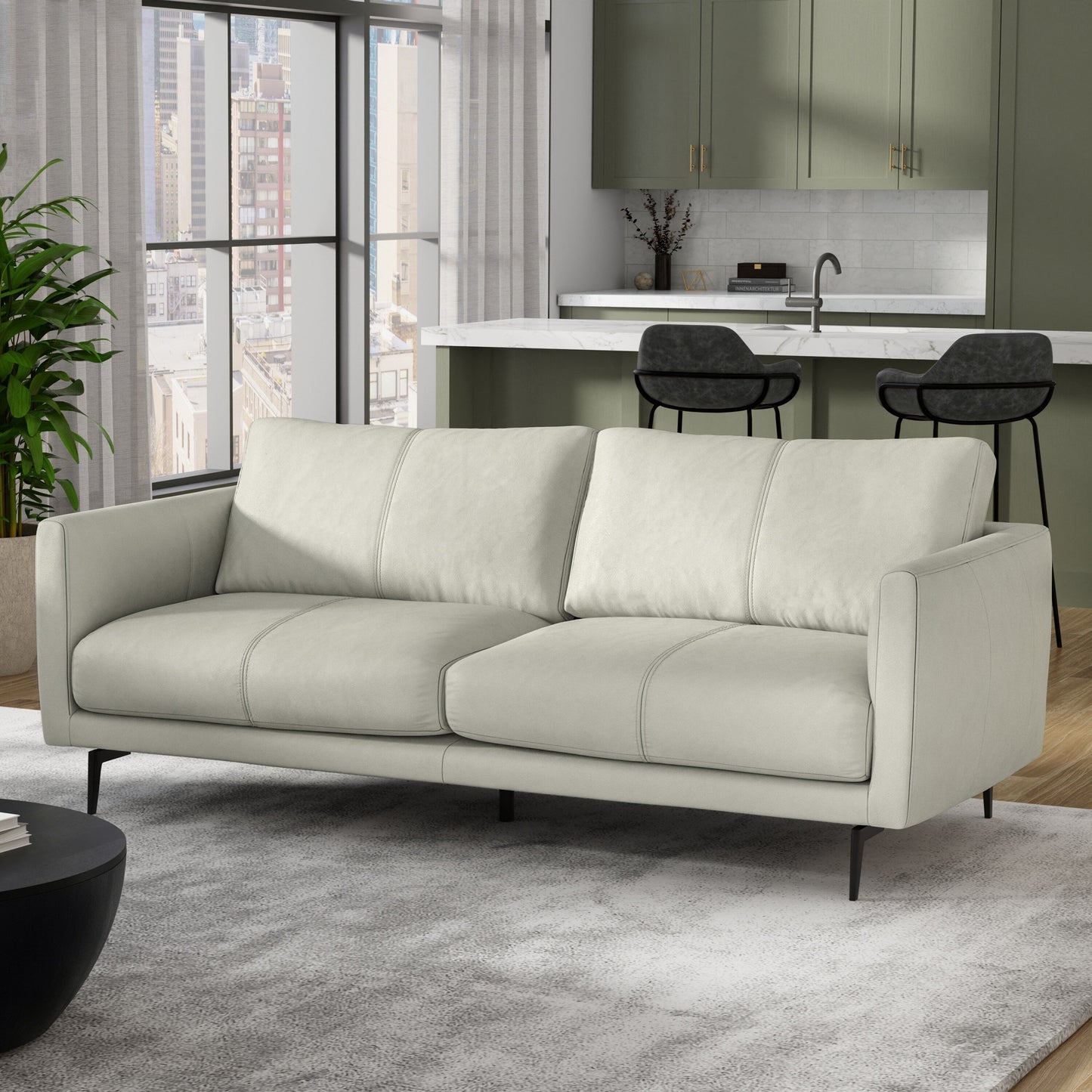 Canapé WYNDENHALL Danbury Modern Mid-Century 81 en cuir véritable