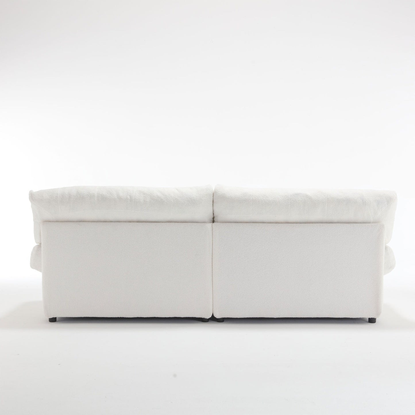 Canapé 2 places en tissu blanc 96,46 avec capitonnage à boutons, cadre confortable et robuste pour appartements et salons