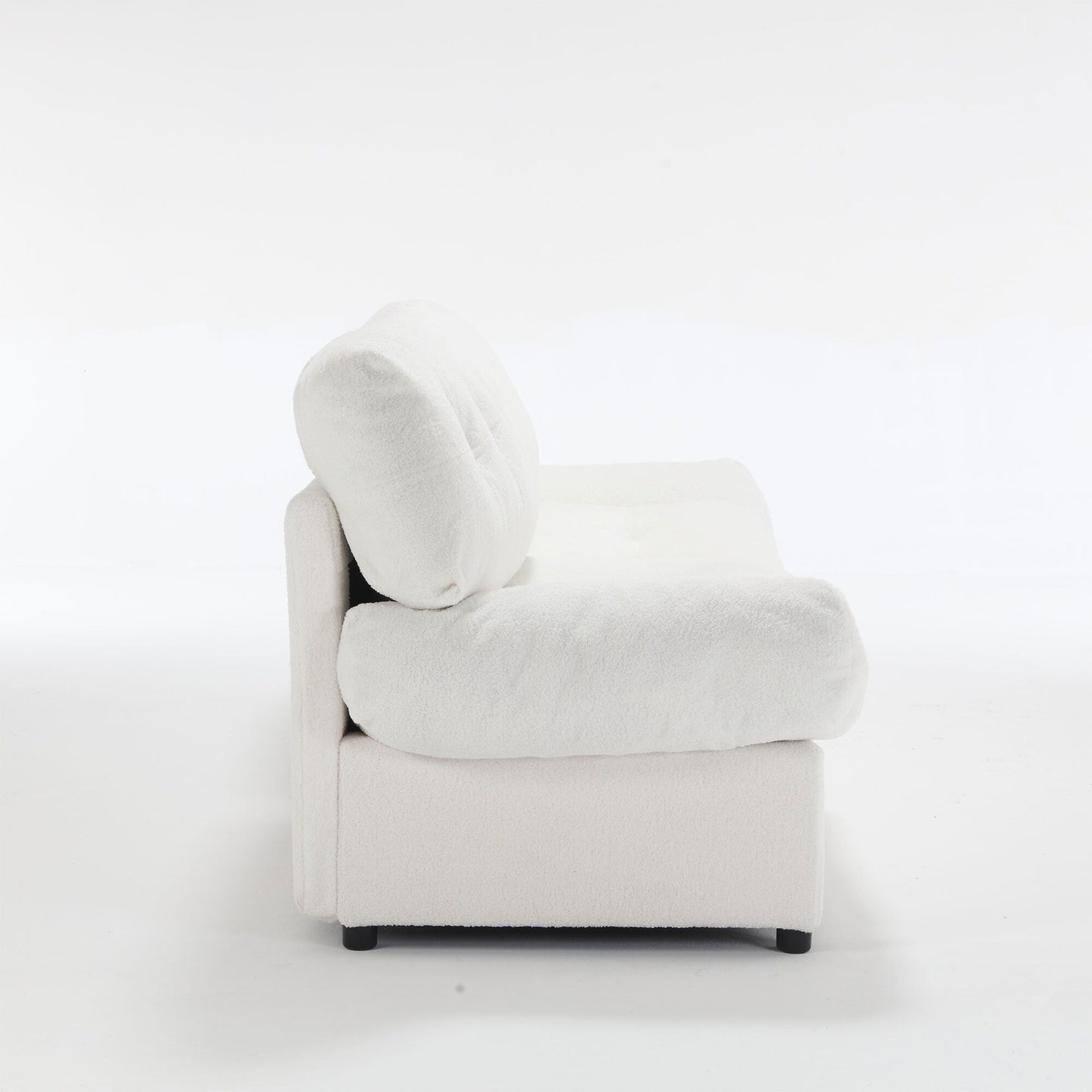 Canapé 2 places en tissu blanc 96,46 avec capitonnage à boutons, cadre confortable et robuste pour appartements et salons