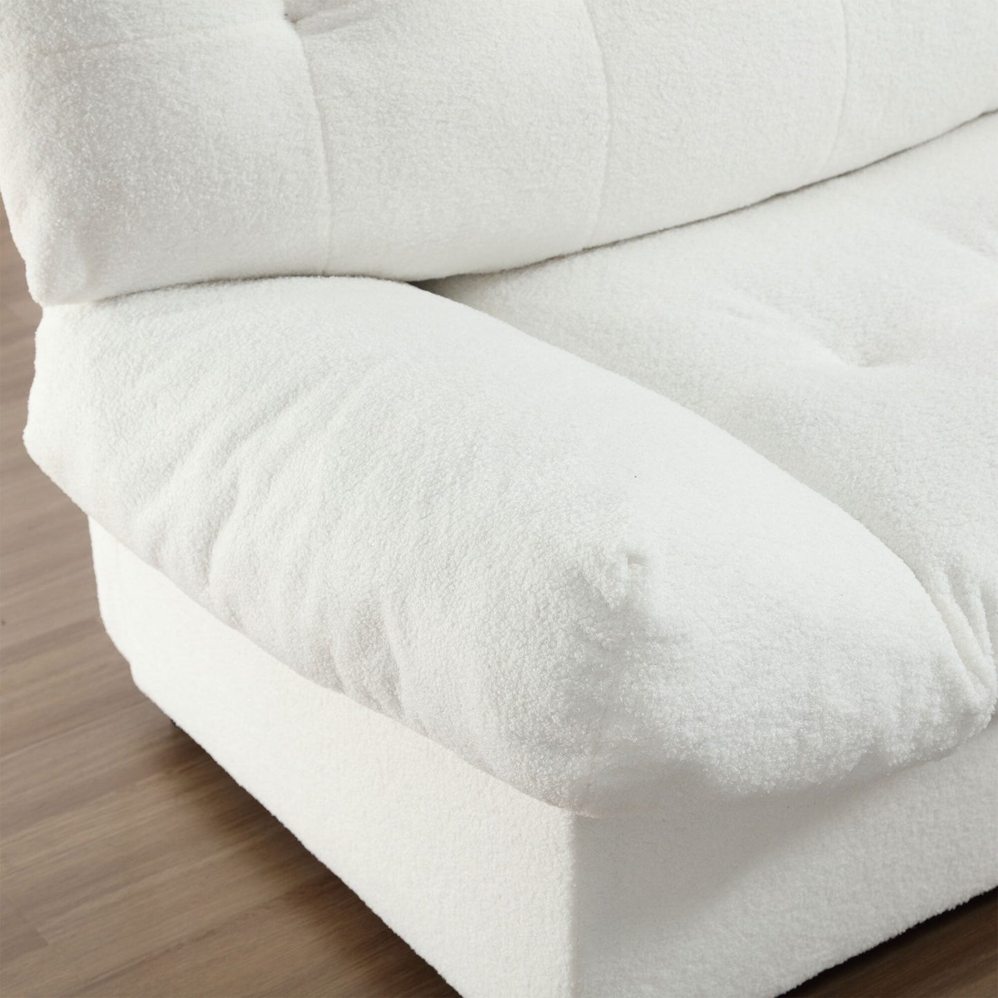 Canapé 2 places en tissu blanc 96,46 pouces avec capitonnage à boutons, cadre confortable et robuste pour salon et appartement