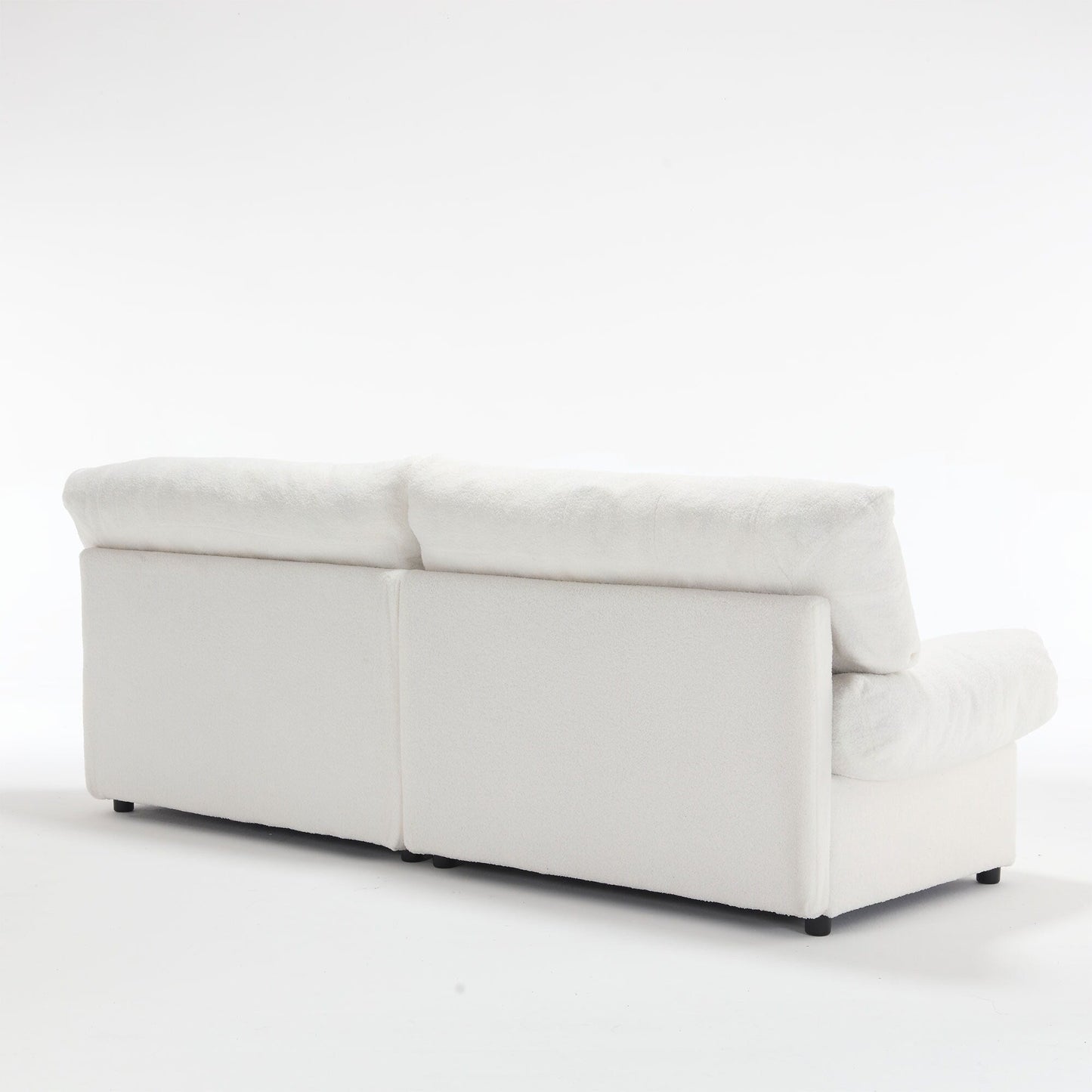 Canapé 2 places en tissu blanc 96,46 pouces avec capitonnage à boutons, cadre confortable et robuste pour salon et appartement