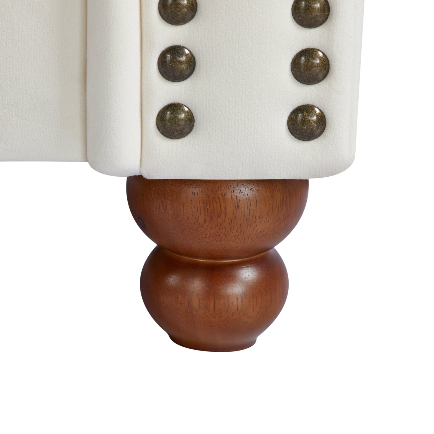 Canapé 3 places Chesterfield blanc capitonné de 74,5 cm avec têtes de clous et coussins pour le salon