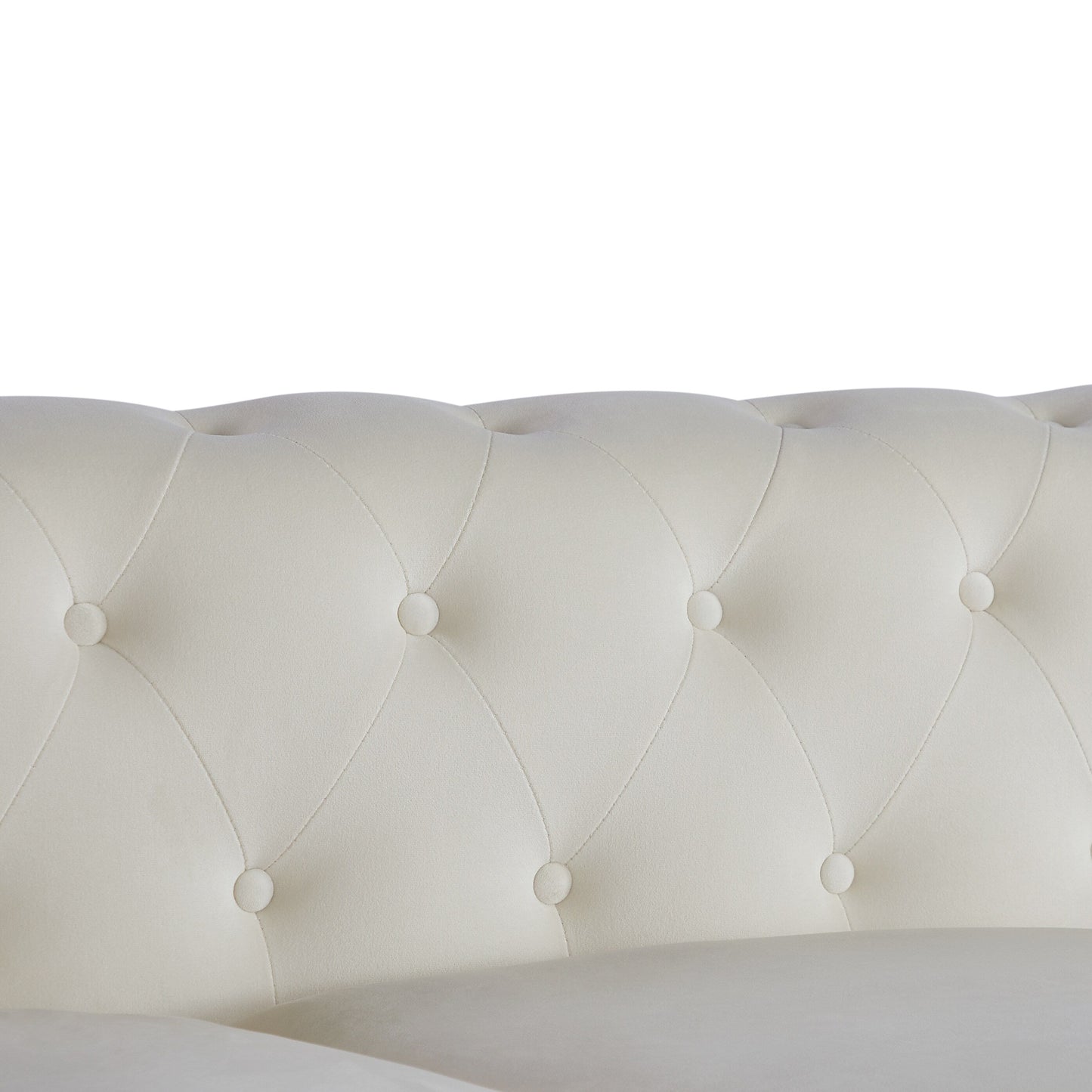 Canapé 3 places Chesterfield blanc capitonné de 74,5 cm avec têtes de clous et coussins pour le salon