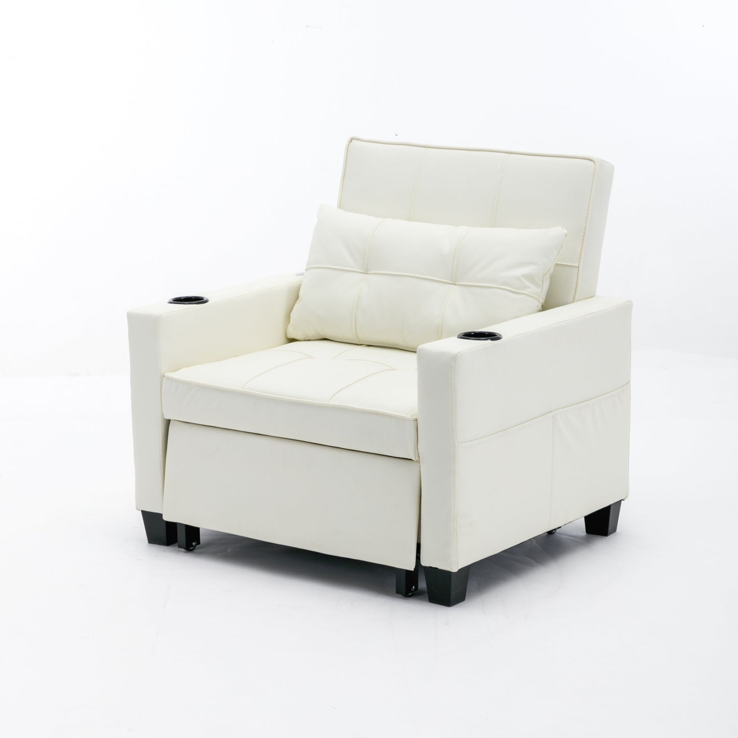 Canapé-lit convertible en similicuir blanc avec ports USB