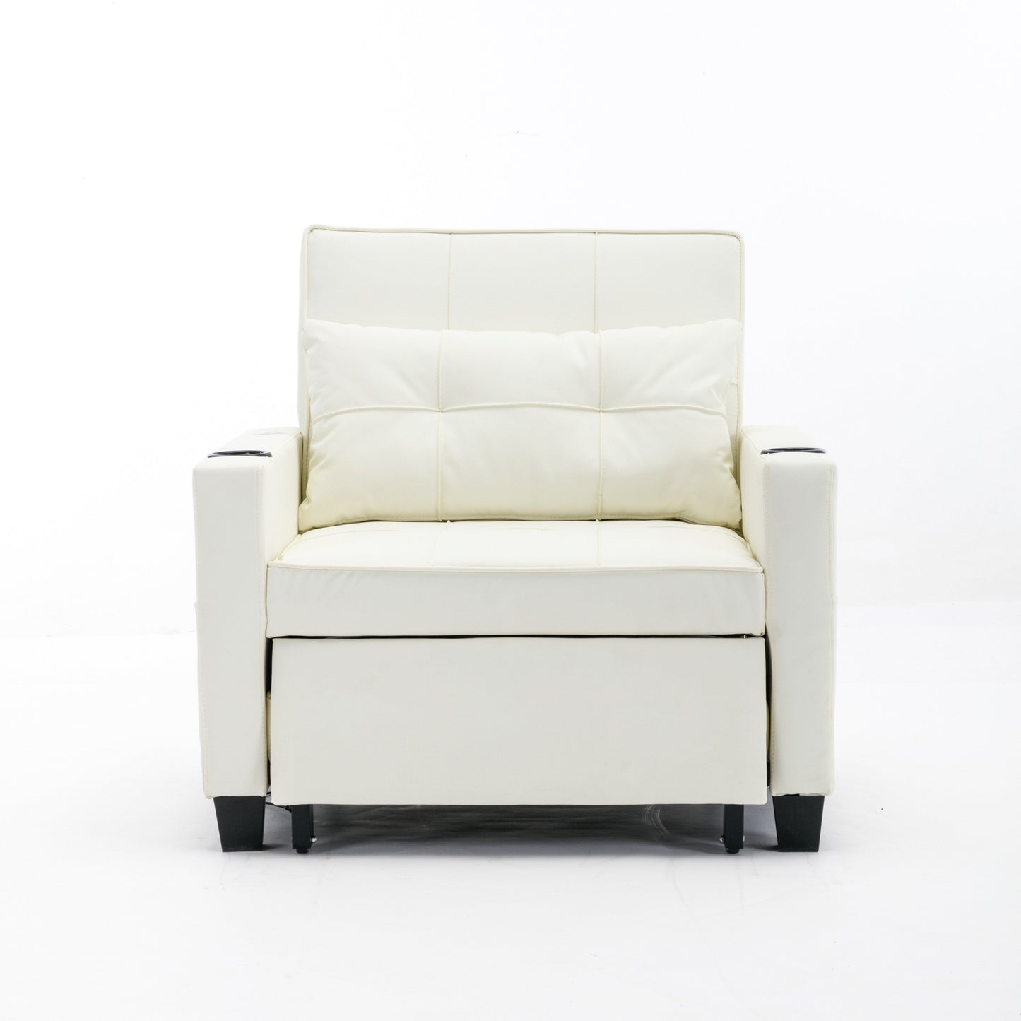 Canapé-lit convertible en similicuir blanc avec ports USB