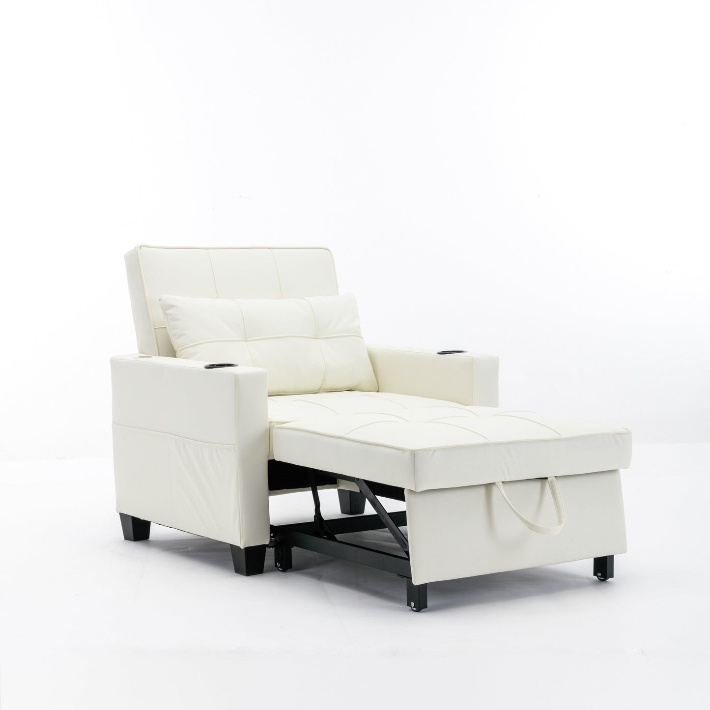 Canapé-lit convertible en similicuir blanc avec ports USB