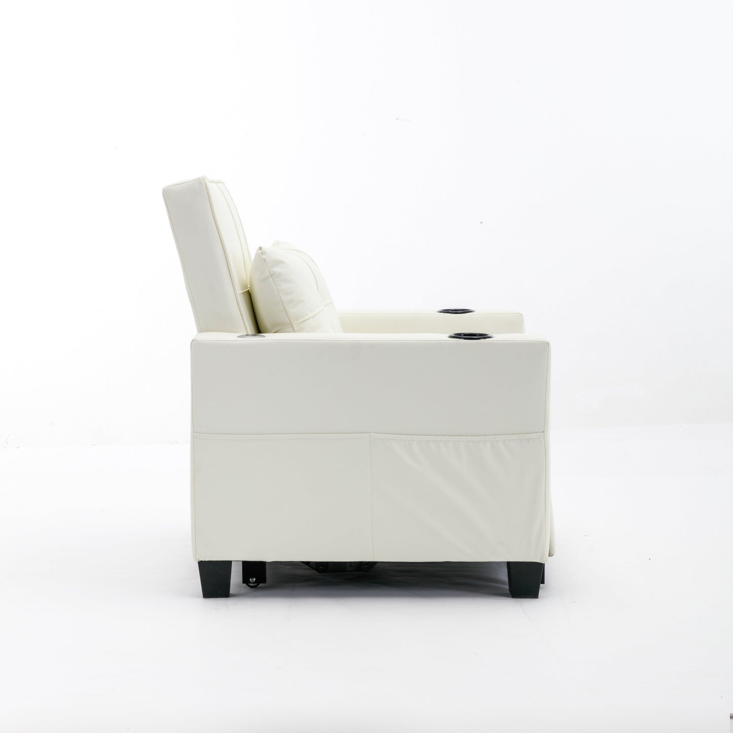 Canapé-lit convertible en similicuir blanc avec ports USB