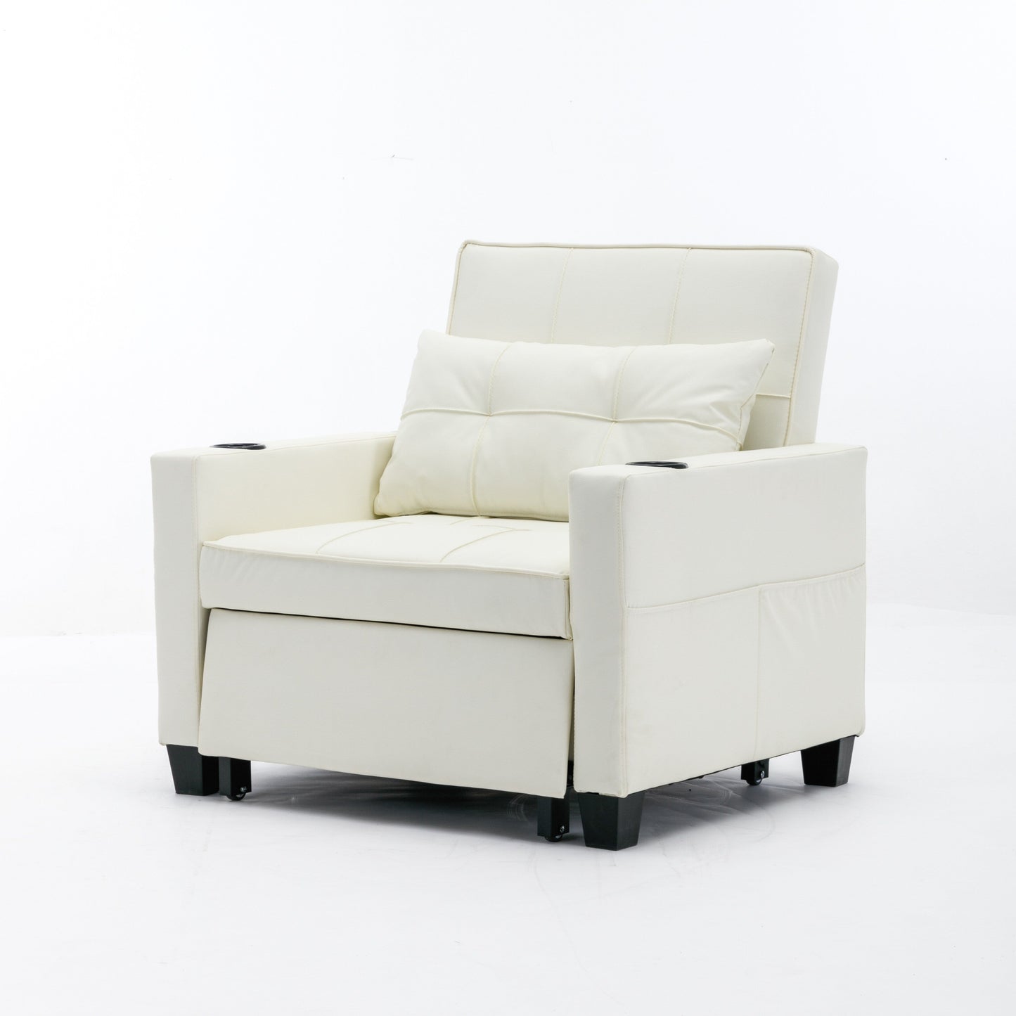 Canapé-lit convertible en similicuir blanc avec ports USB