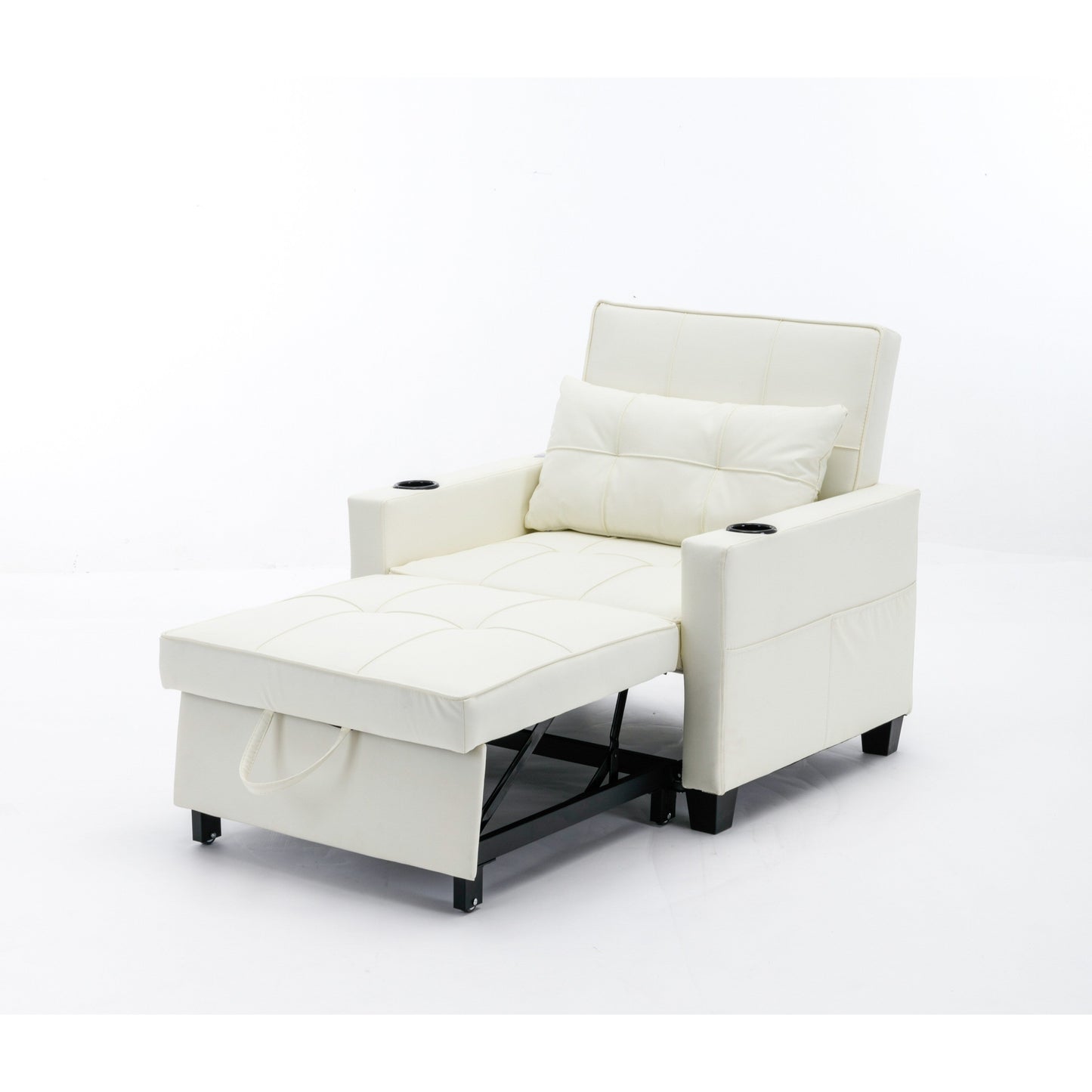 Canapé-lit convertible en similicuir blanc avec ports USB