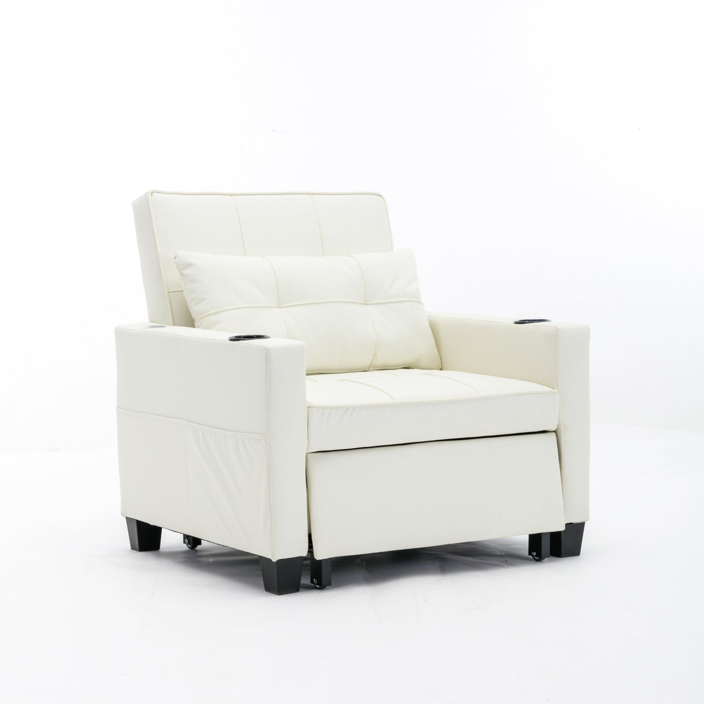 Canapé-lit convertible en similicuir blanc avec ports USB