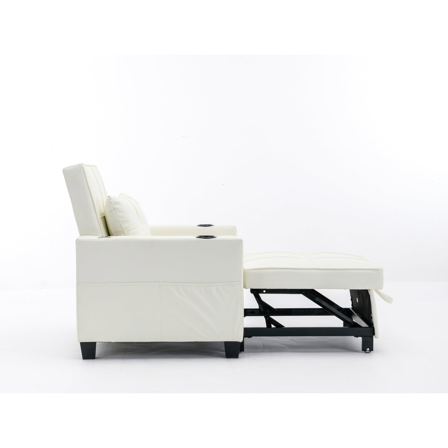 Canapé-lit convertible en similicuir blanc avec ports USB