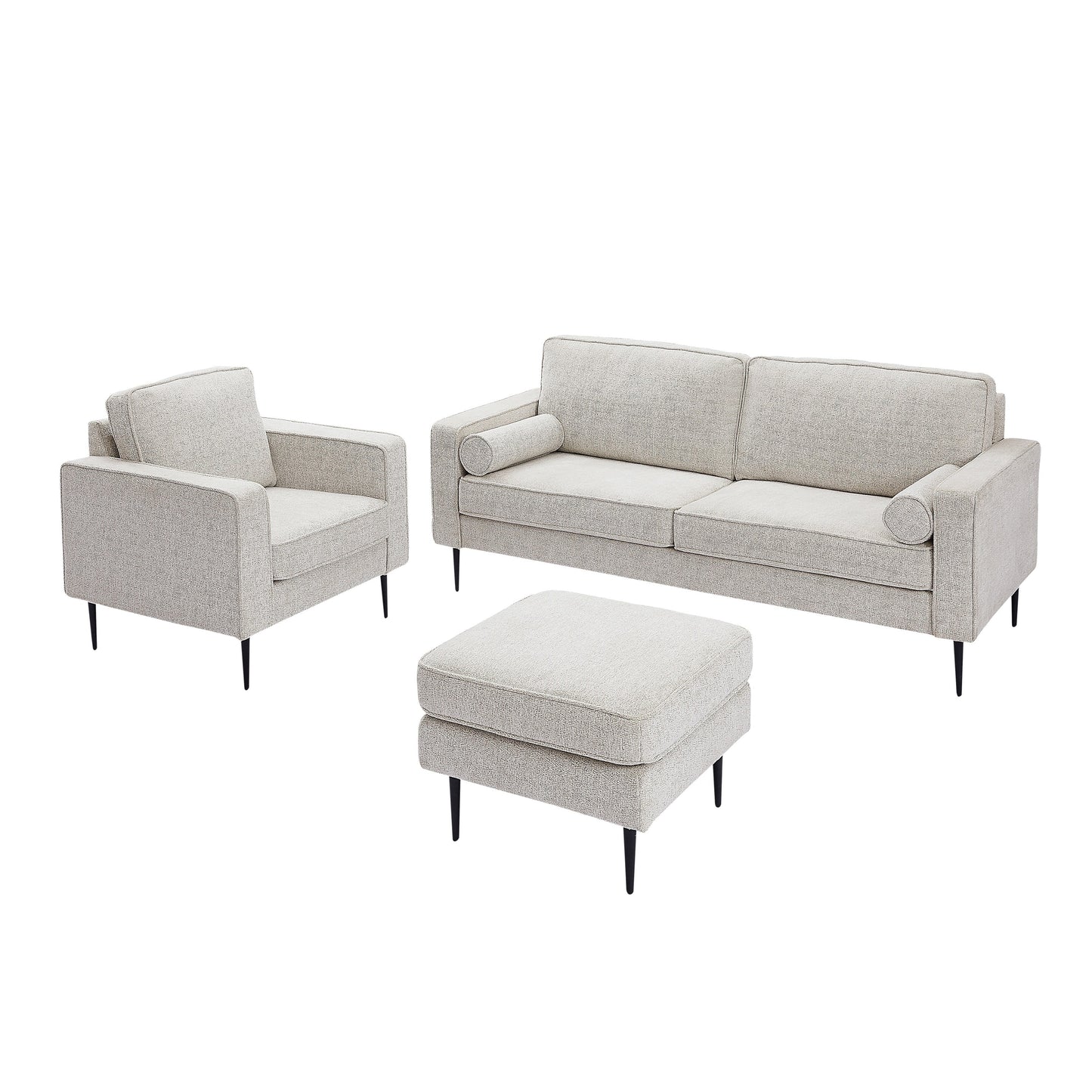 Canapé rembourré en tissu high-tech blanc avec 2 coussins