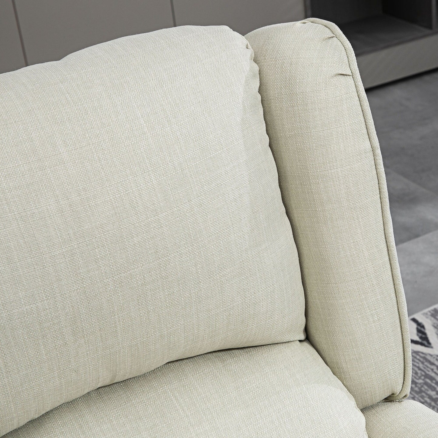 Fauteuil inclinable à oreilles en lin blanc avec massage par vibrations, chauffage et repose-pieds