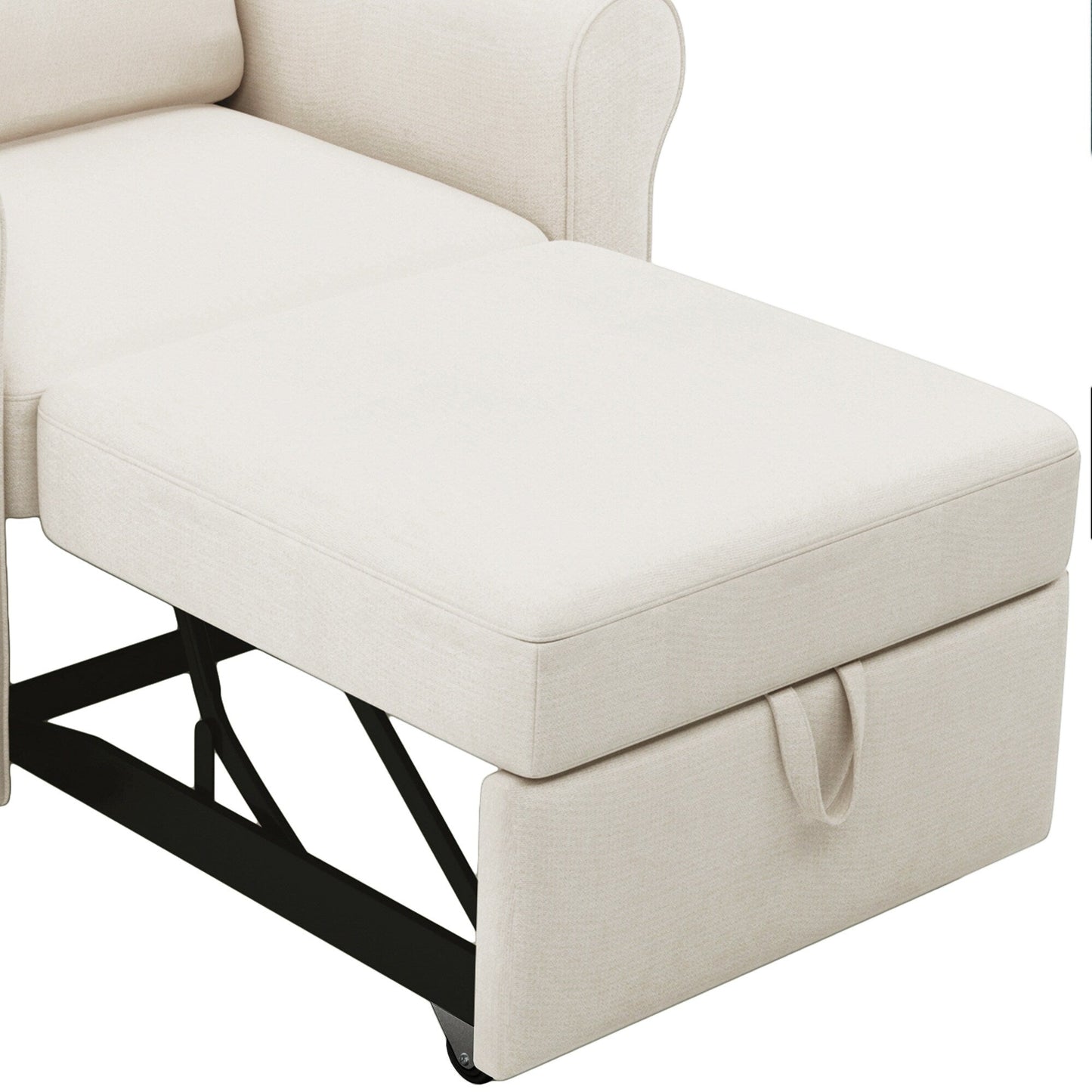 Canapé-lit simple convertible 3 en 1 en lin blanc moderne 34 avec dossier réglable pour salon