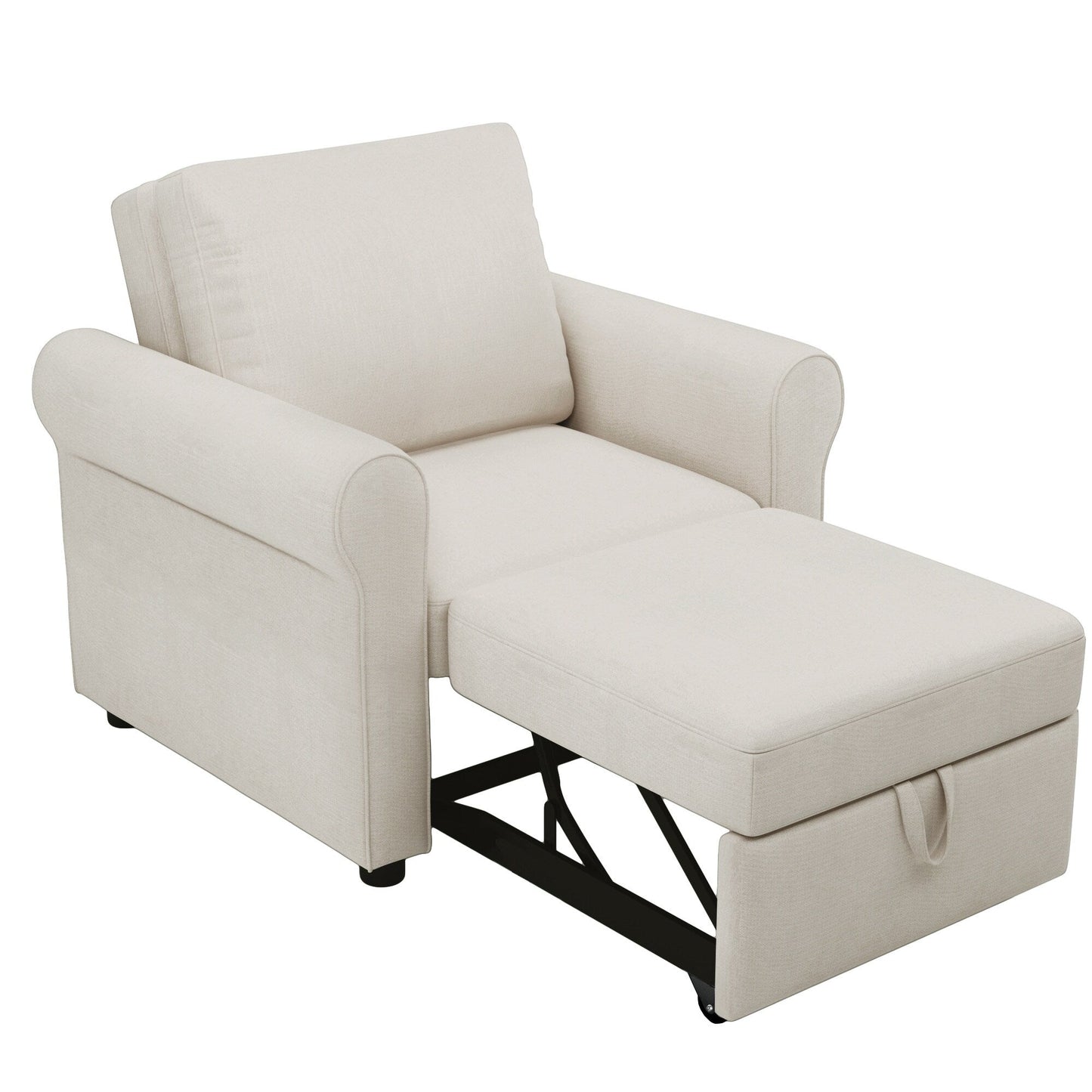 Canapé-lit simple convertible 3 en 1 en lin blanc moderne 34 avec dossier réglable pour salon