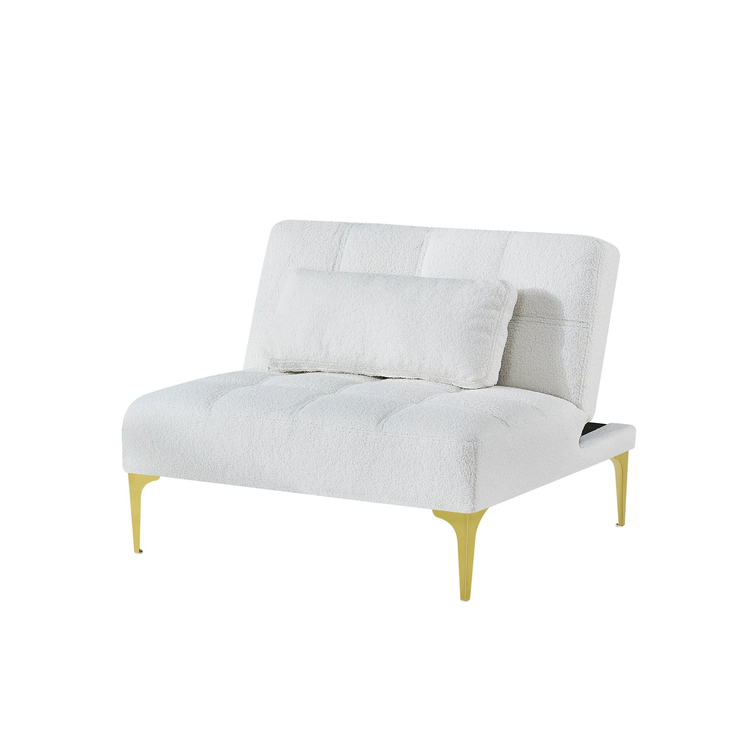 Canapé-lit simple modulaire en chenille blanche Teddy avec cadre en bois