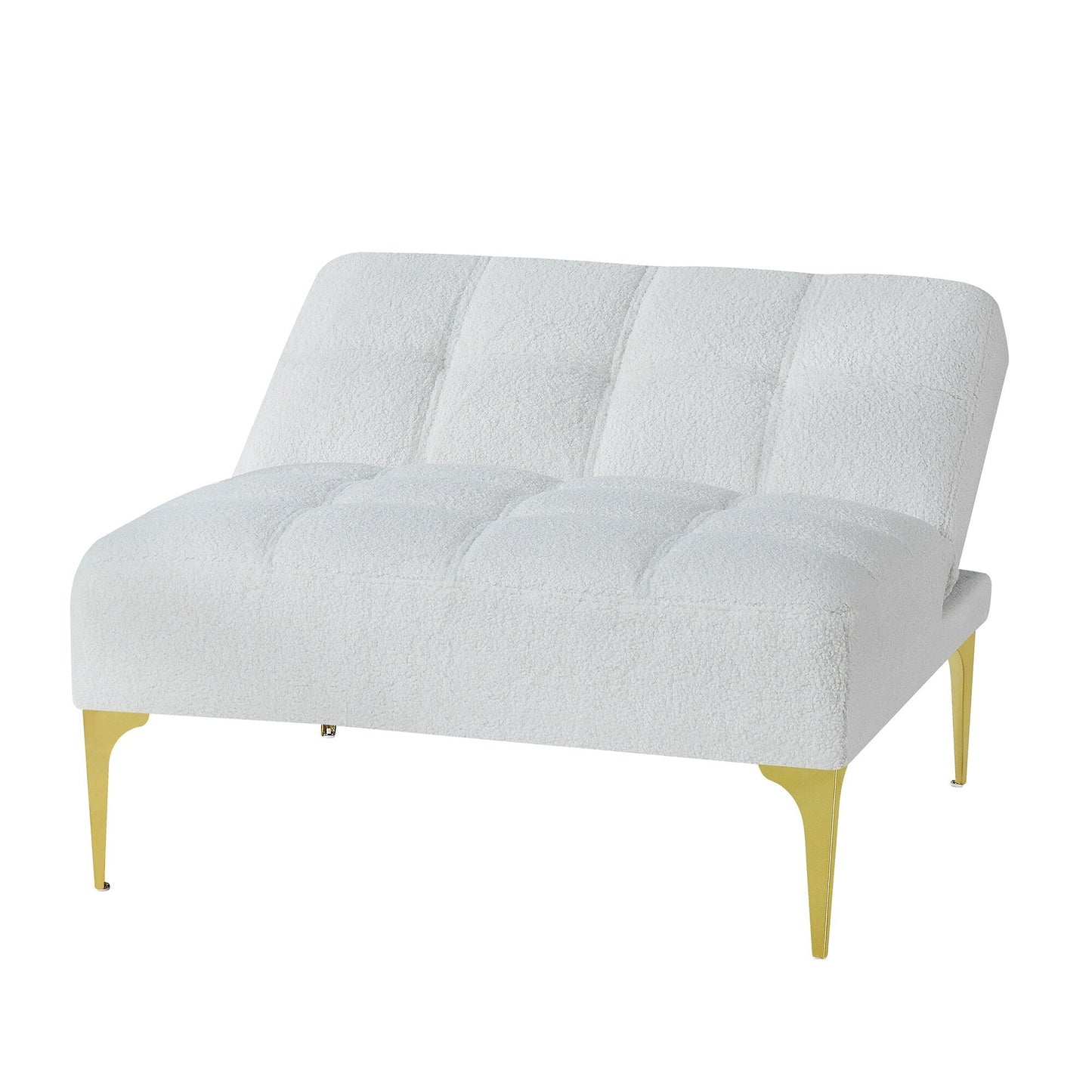 Canapé-lit simple modulaire en chenille blanche Teddy avec cadre en bois