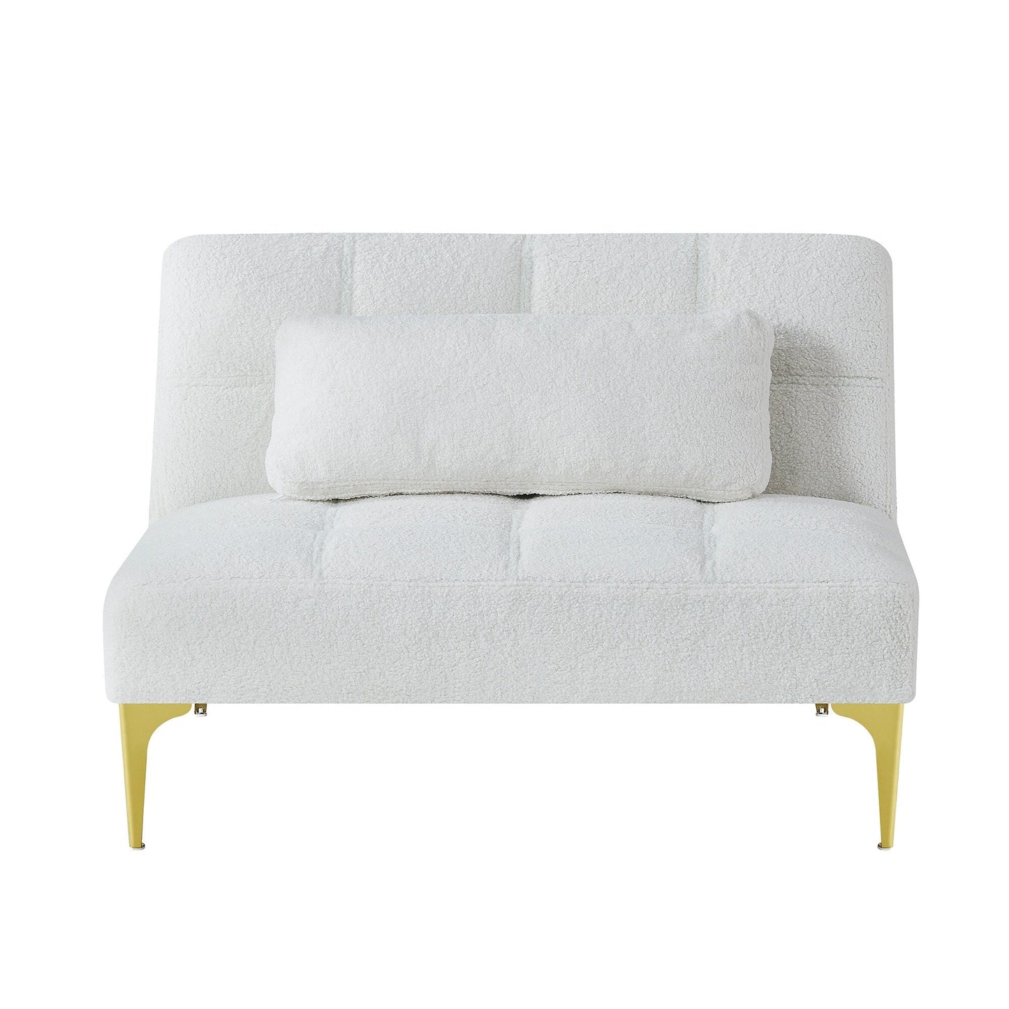 Canapé-lit simple modulaire en chenille blanche Teddy avec cadre en bois