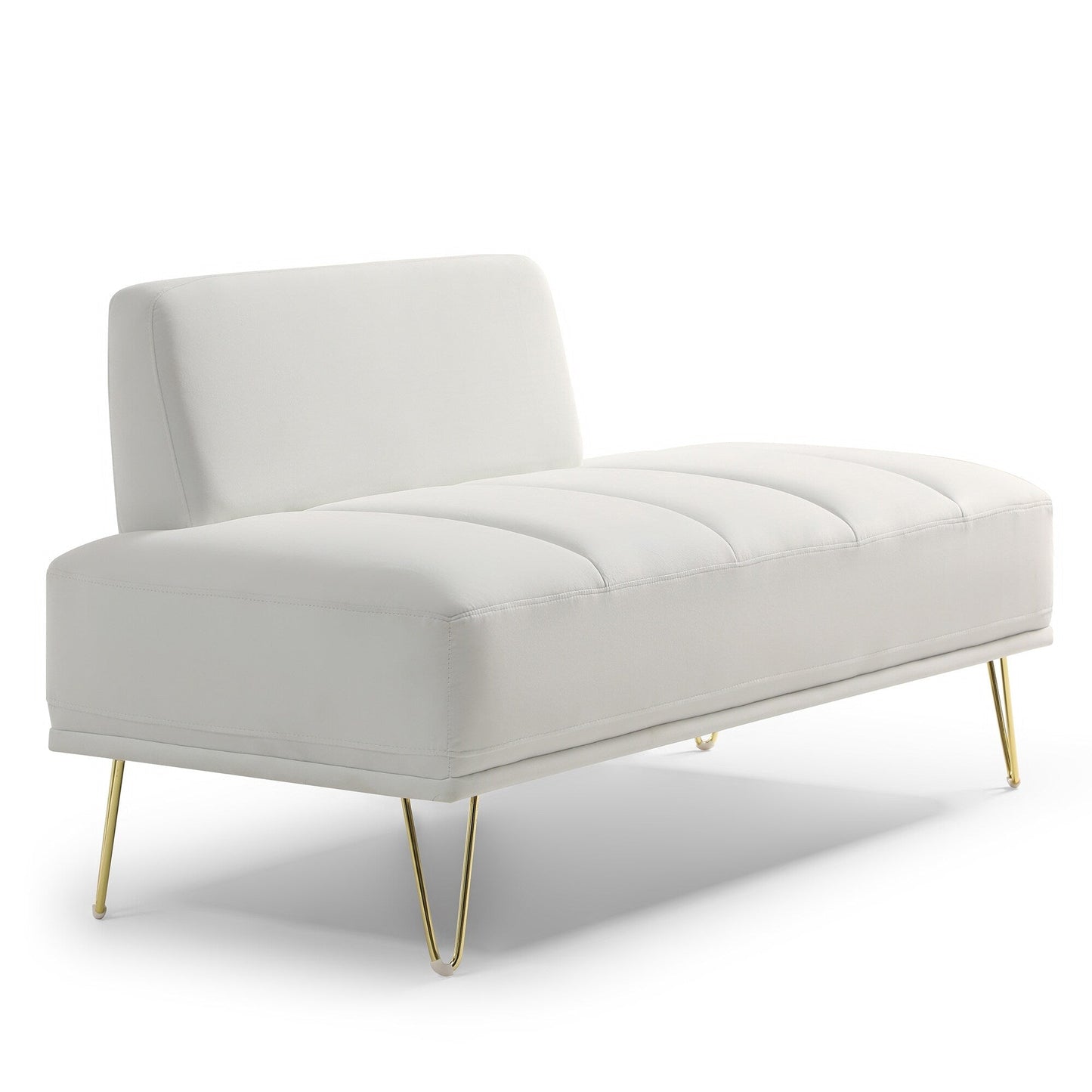 Banc causeuse rembourré blanc avec pieds dorés