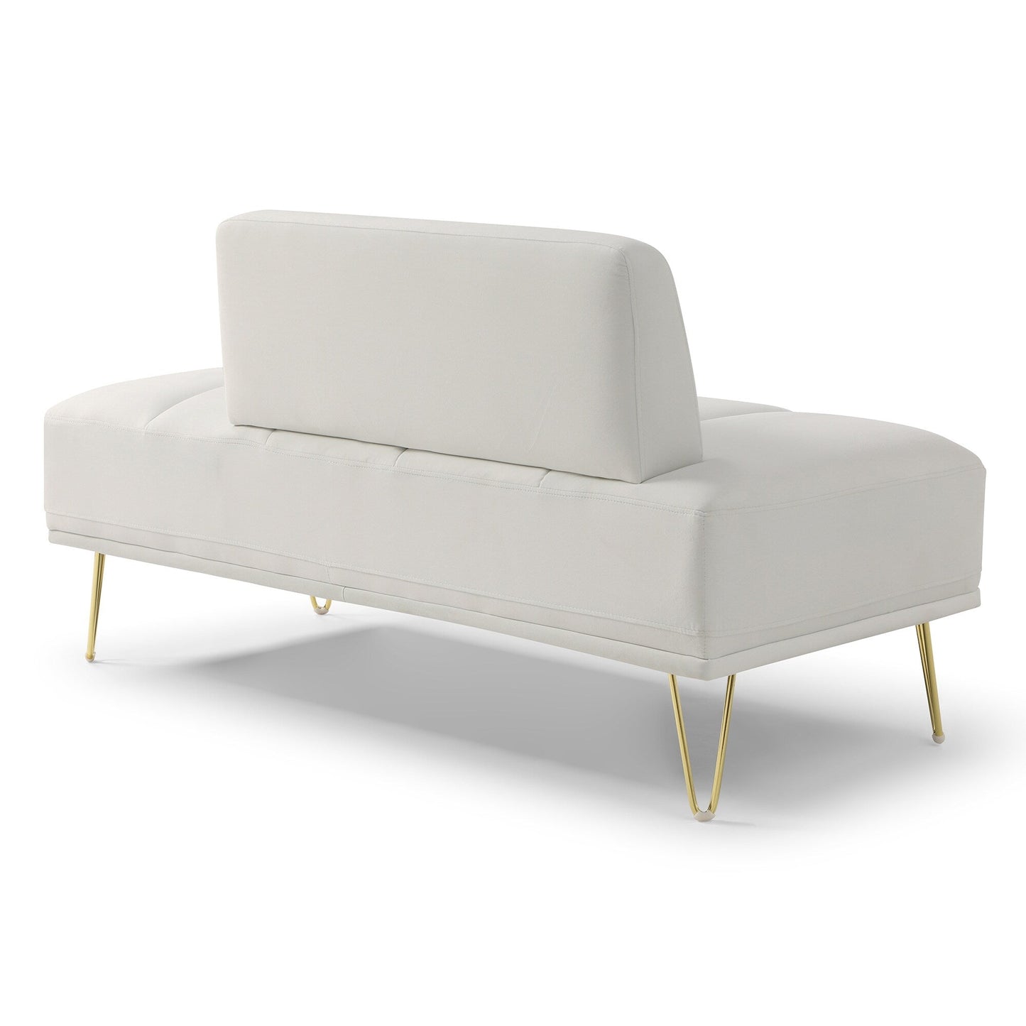 Banc causeuse rembourré blanc avec pieds dorés