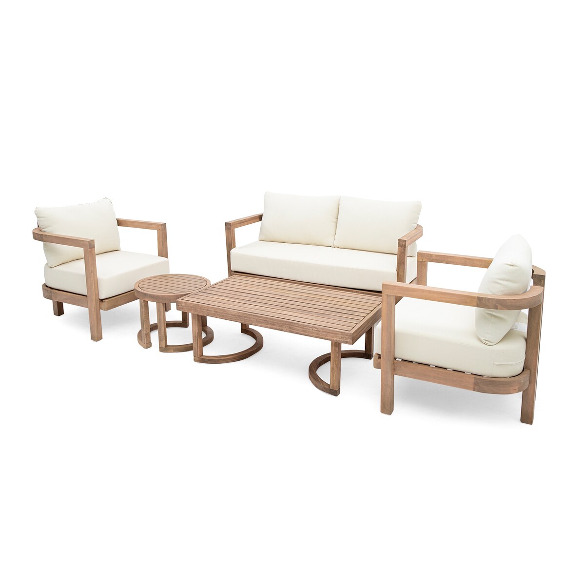 Salon de jardin Wichita 5 pièces en bois d'acacia avec coussins par Christopher Knight Home