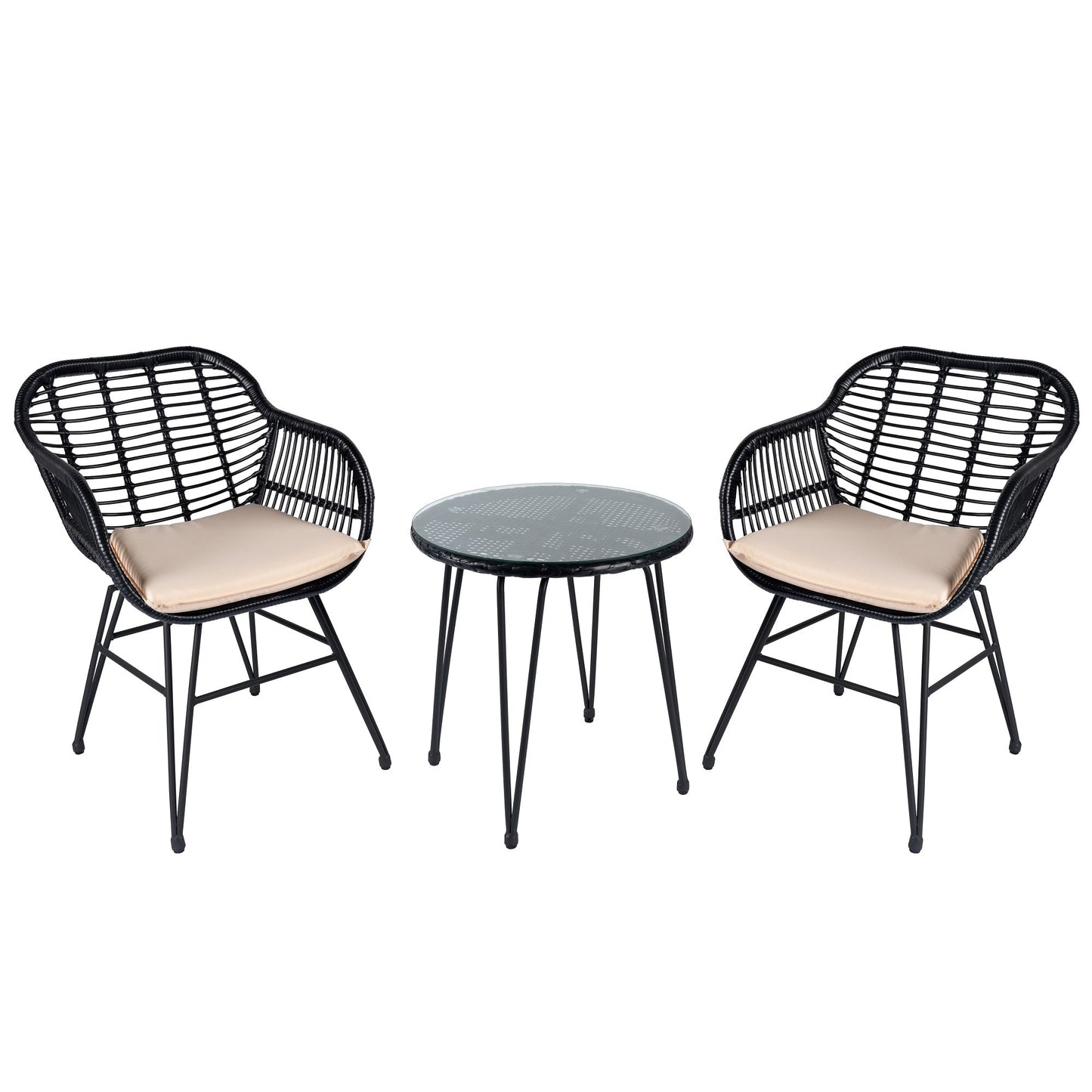 Ensemble de 3 meubles de jardin en osier avec coussins pour terrasse, piscine, jardin - 21,2 L x 23,6 l x 31,5 H
