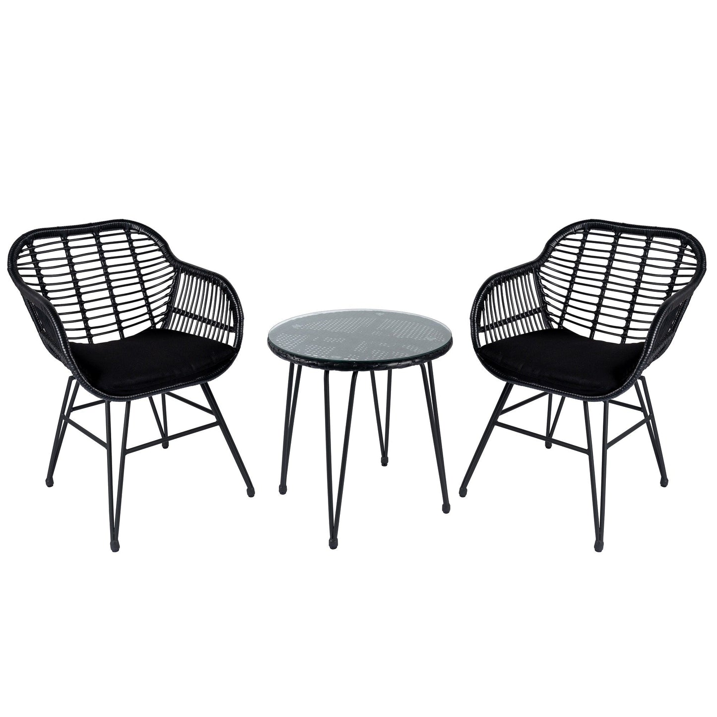 Ensemble de 3 meubles de jardin en osier avec coussins pour terrasse, piscine, jardin - 21,2 L x 23,6 l x 31,5 H