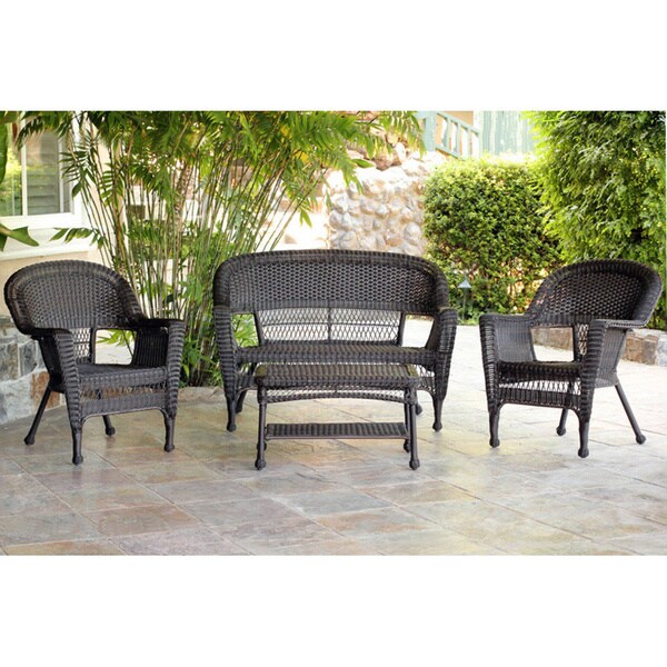 Ensemble de conversation 4 pièces pour patio en osier