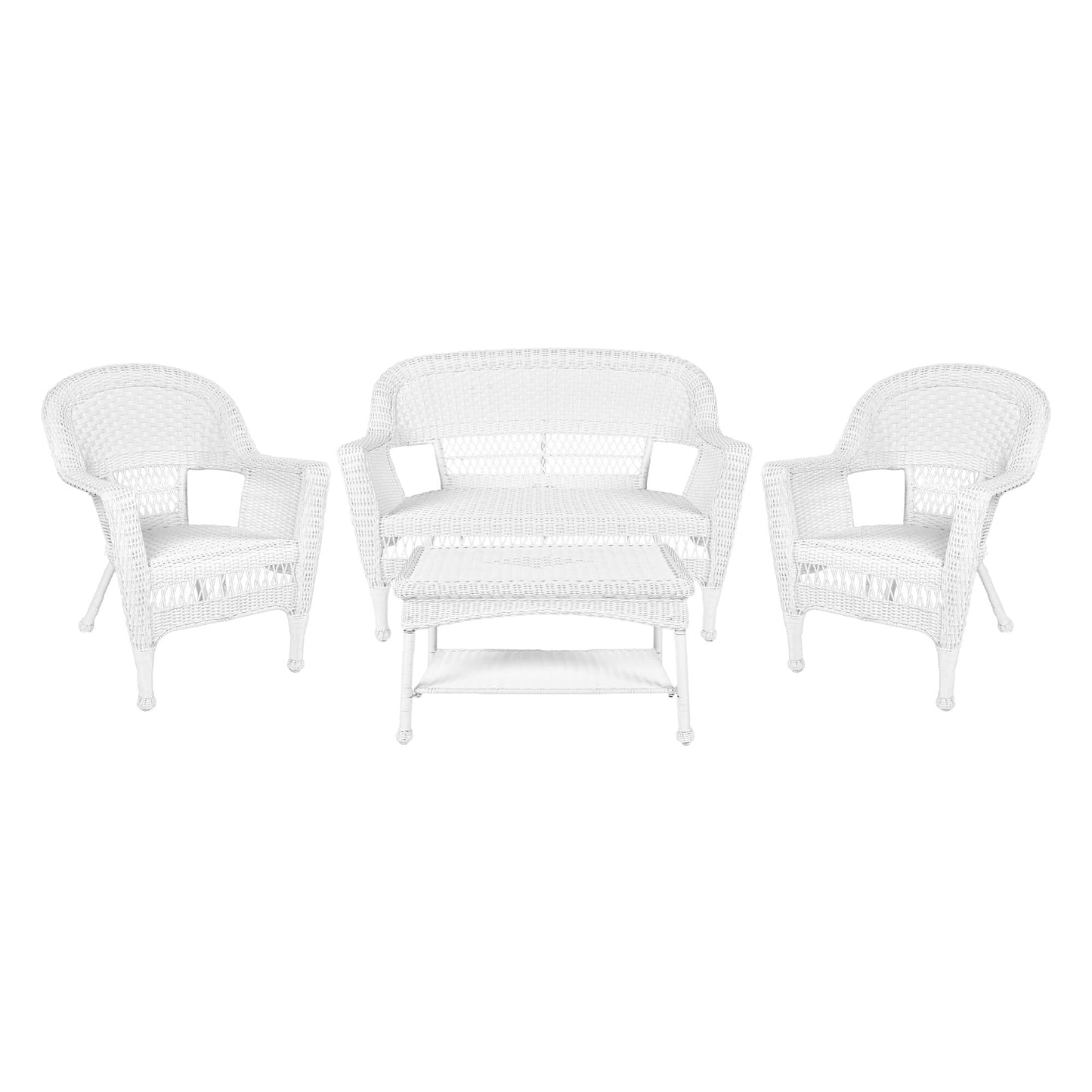 Ensemble de conversation 4 pièces pour patio en osier