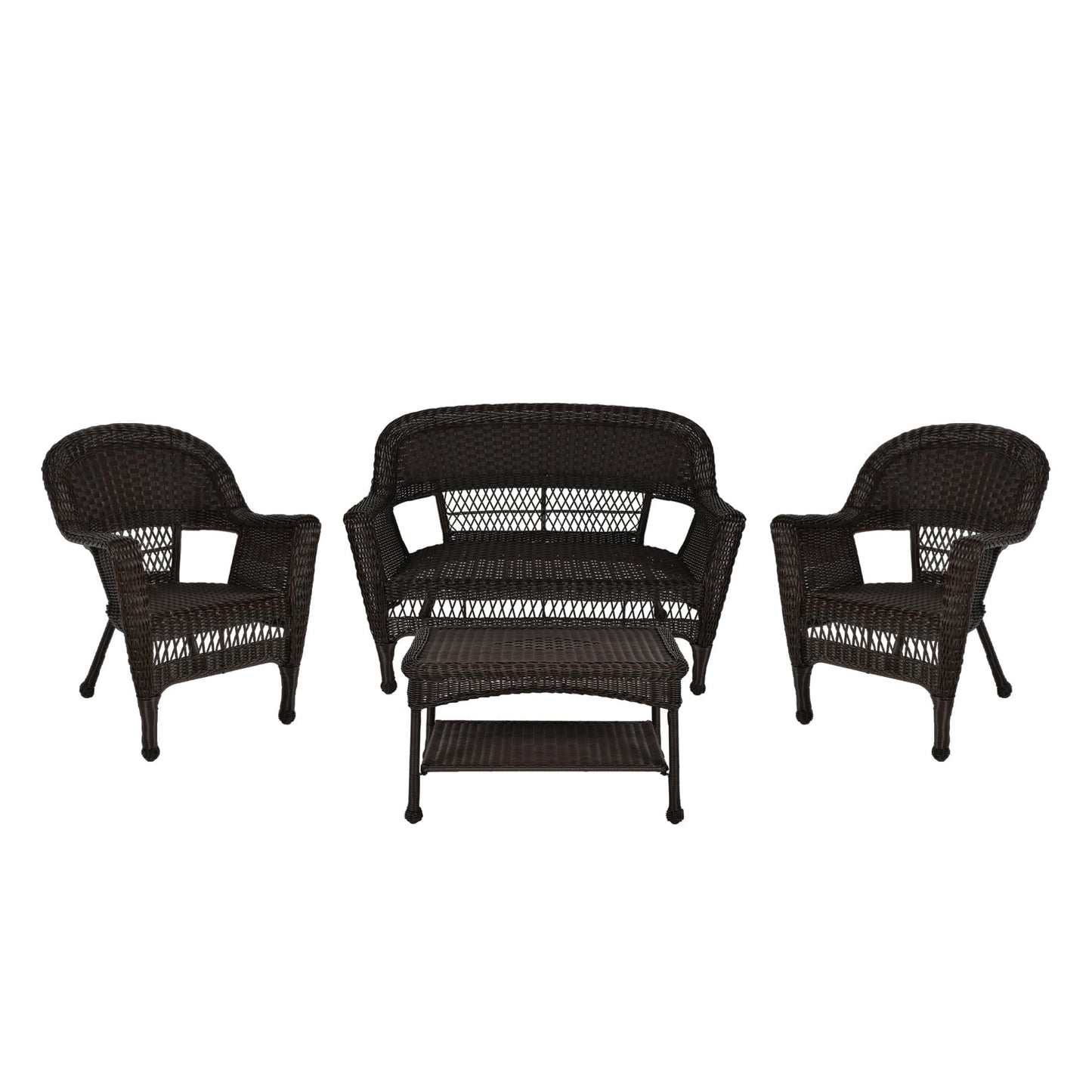 Ensemble de conversation 4 pièces pour patio en osier